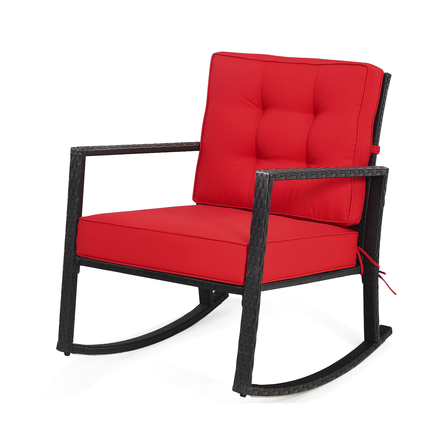 Ensemble DE 2 chaises berçantes d’extérieur en osier et fauteuils coulissants en rotin avec coussin de PatioJoy