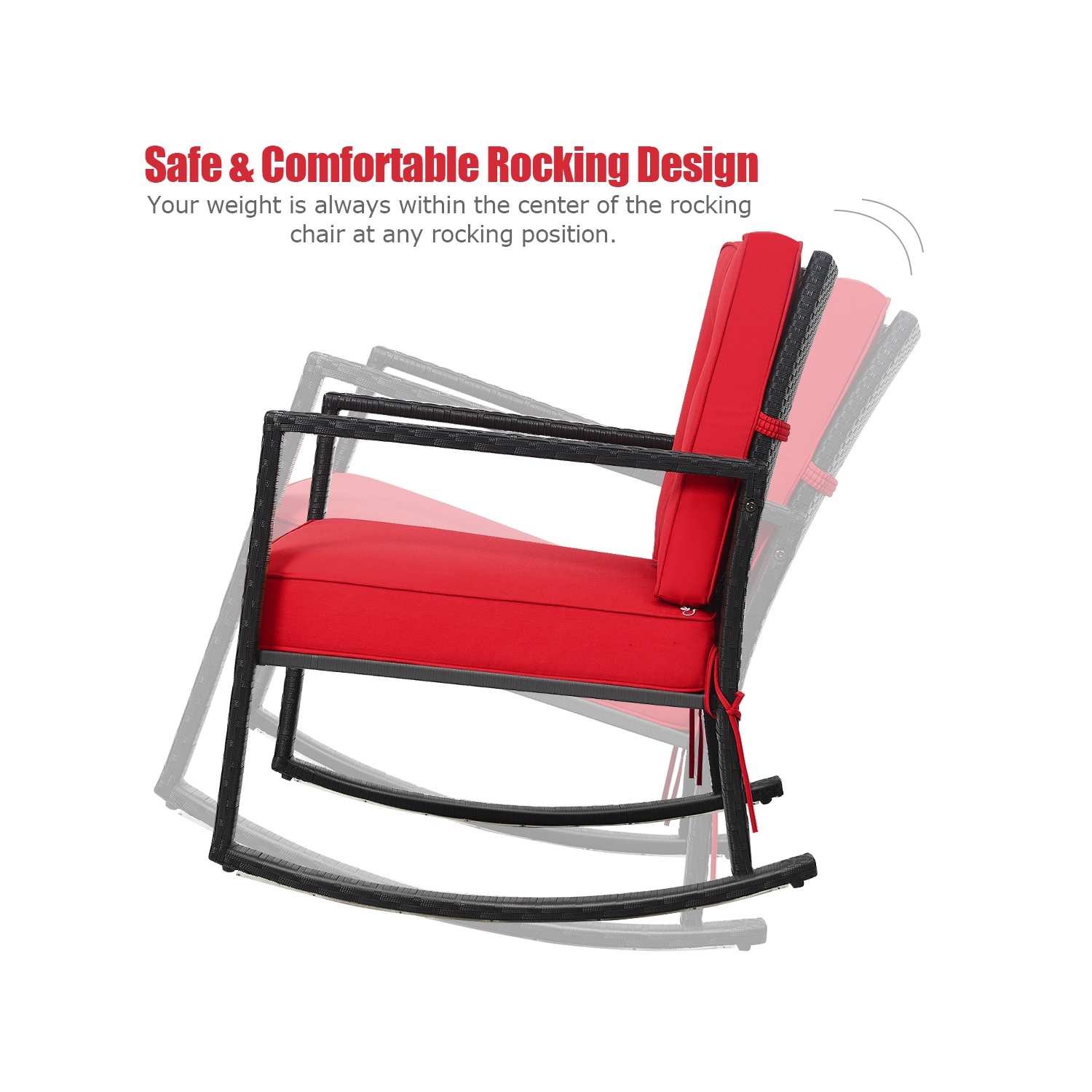 Ensemble DE 2 chaises berçantes d’extérieur en osier et fauteuils coulissants en rotin avec coussin de PatioJoy