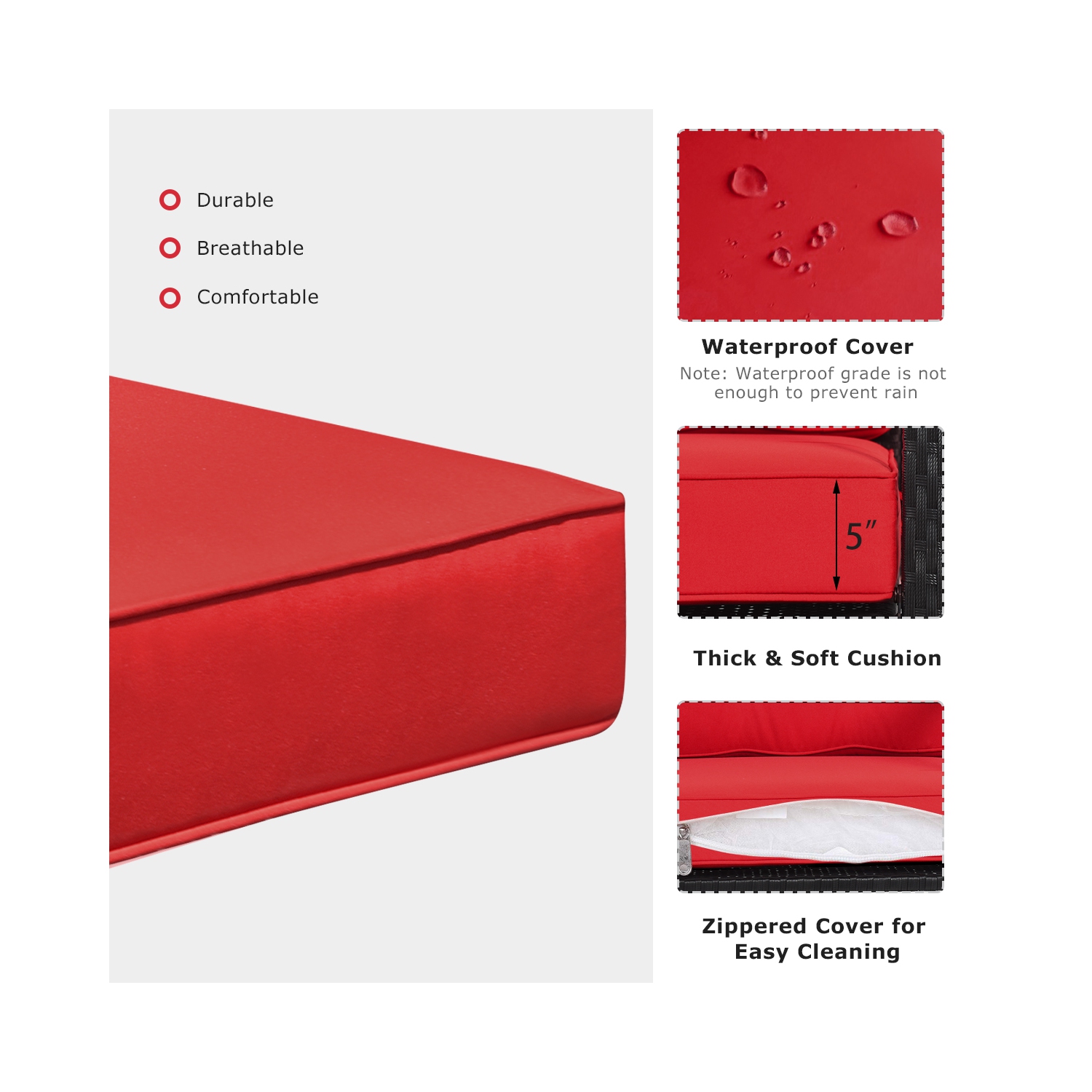 Ensemble DE 2 chaises berçantes d’extérieur en osier et fauteuils coulissants en rotin avec coussin de PatioJoy