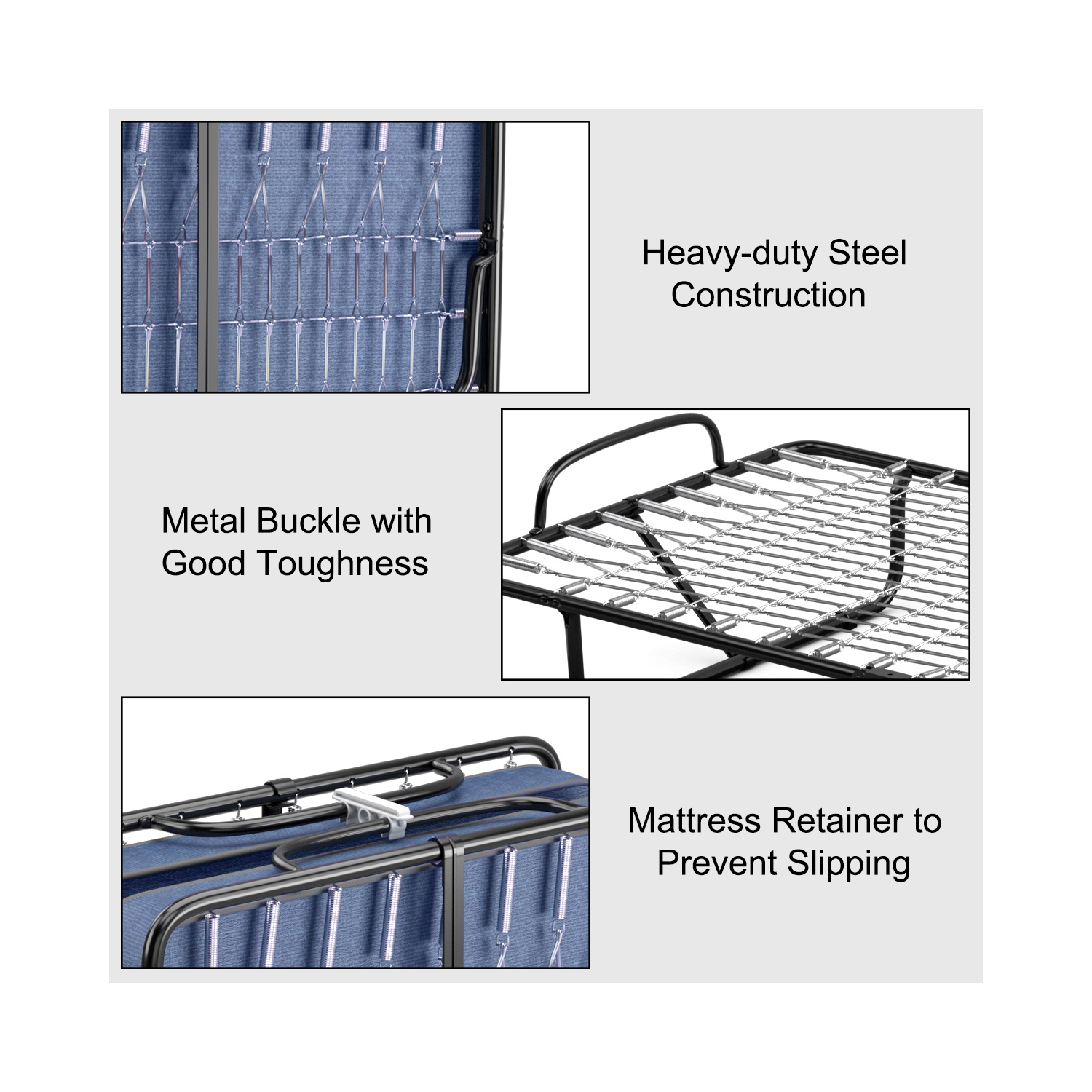 Topbuy Folding Bed Mattress with Swivel Casters Twin Portable Foldable Guest Bed with Sturdy Metal Frame&Memory Foam