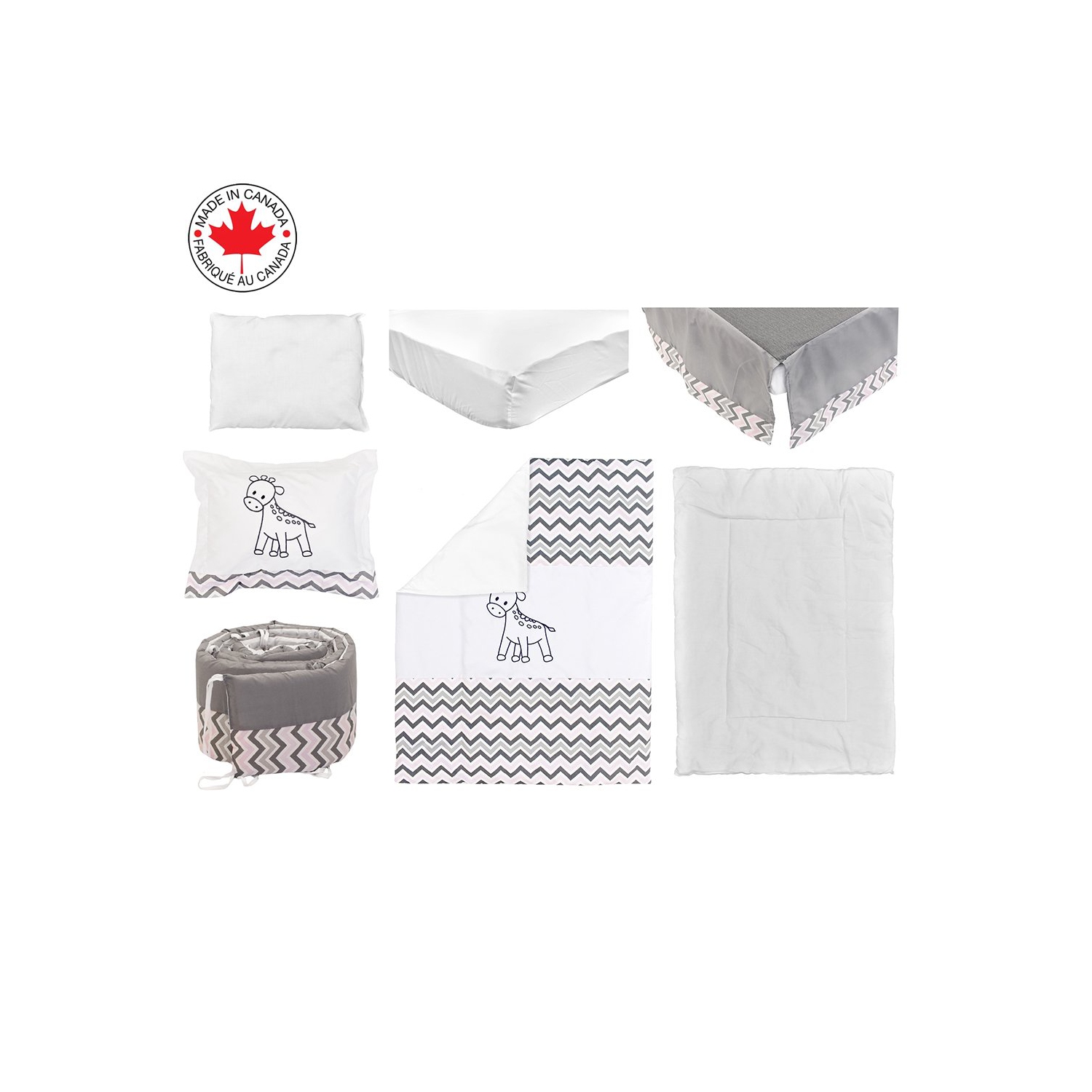 Ensemble de literie pour berceau de bébé Bebelelo pour garçons et filles - Ensemble de literie pour bébé 7 pièces