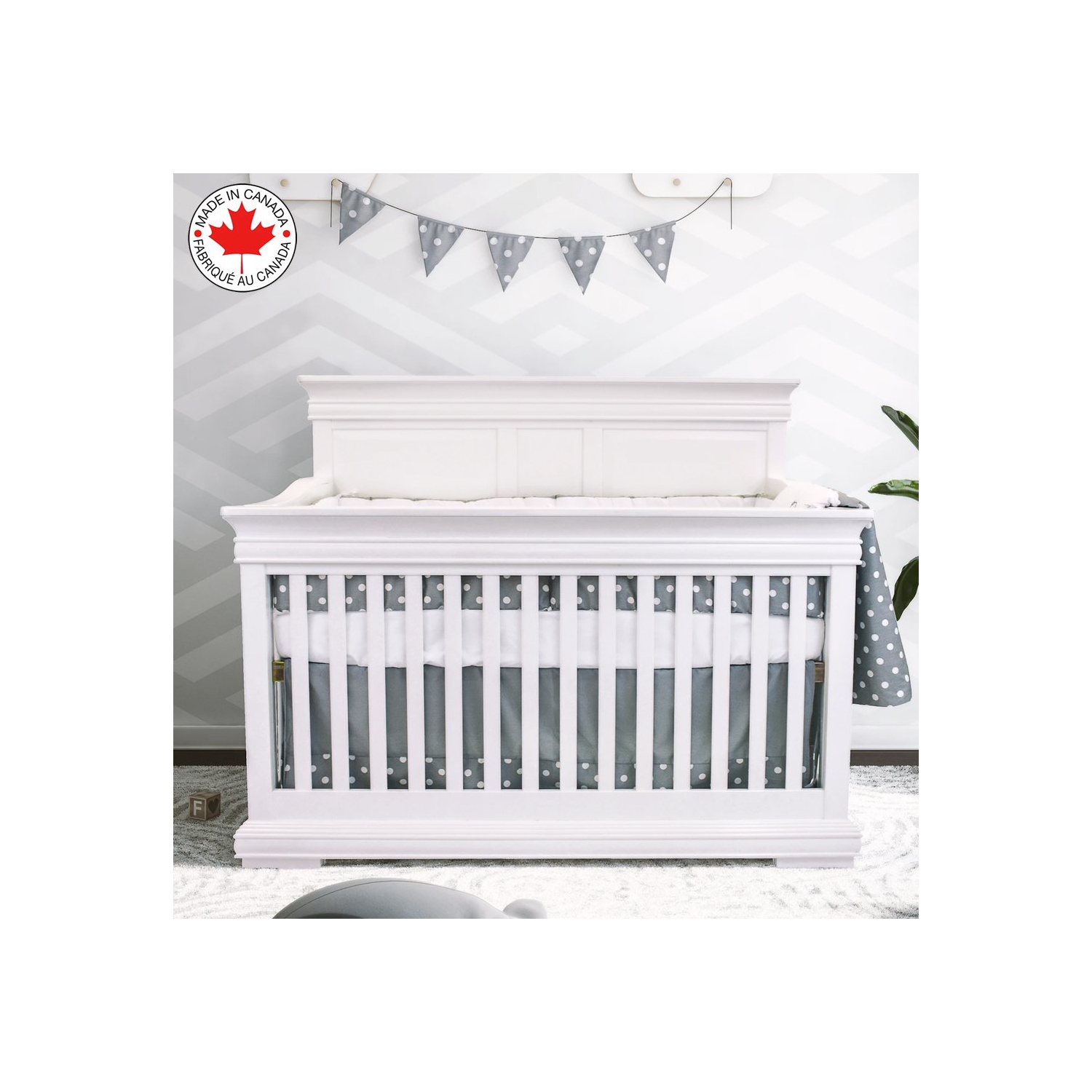 Bebelelo 5 Pieces Baby Bedding Set - Nursery Crib Set of Comforter, Mattress Cover, Quilt, Fitted Sheet and Skirt for Kids, Boys, Girls,