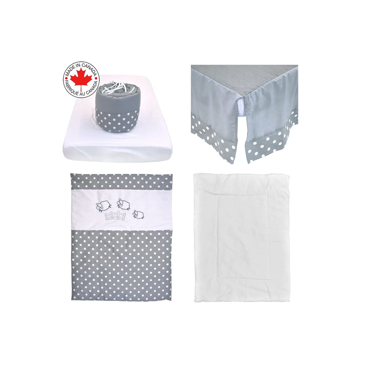 Bebelelo 5 Pieces Baby Bedding Set - Nursery Crib Set of Comforter, Mattress Cover, Quilt, Fitted Sheet and Skirt for Kids, Boys, Girls,