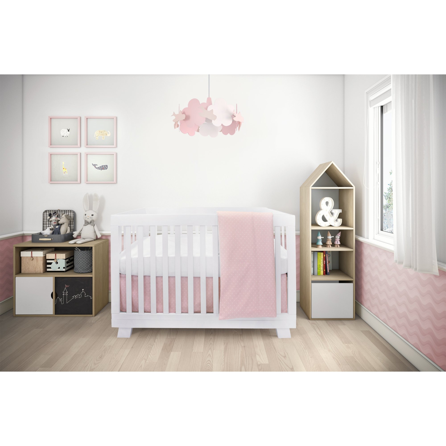 Bebelelo 4 Pieces Baby Bedding Set - Nursery Crib Set of Skirt, Mattress Cover, and Duvet with Cover for Kids, Boys, Girls,