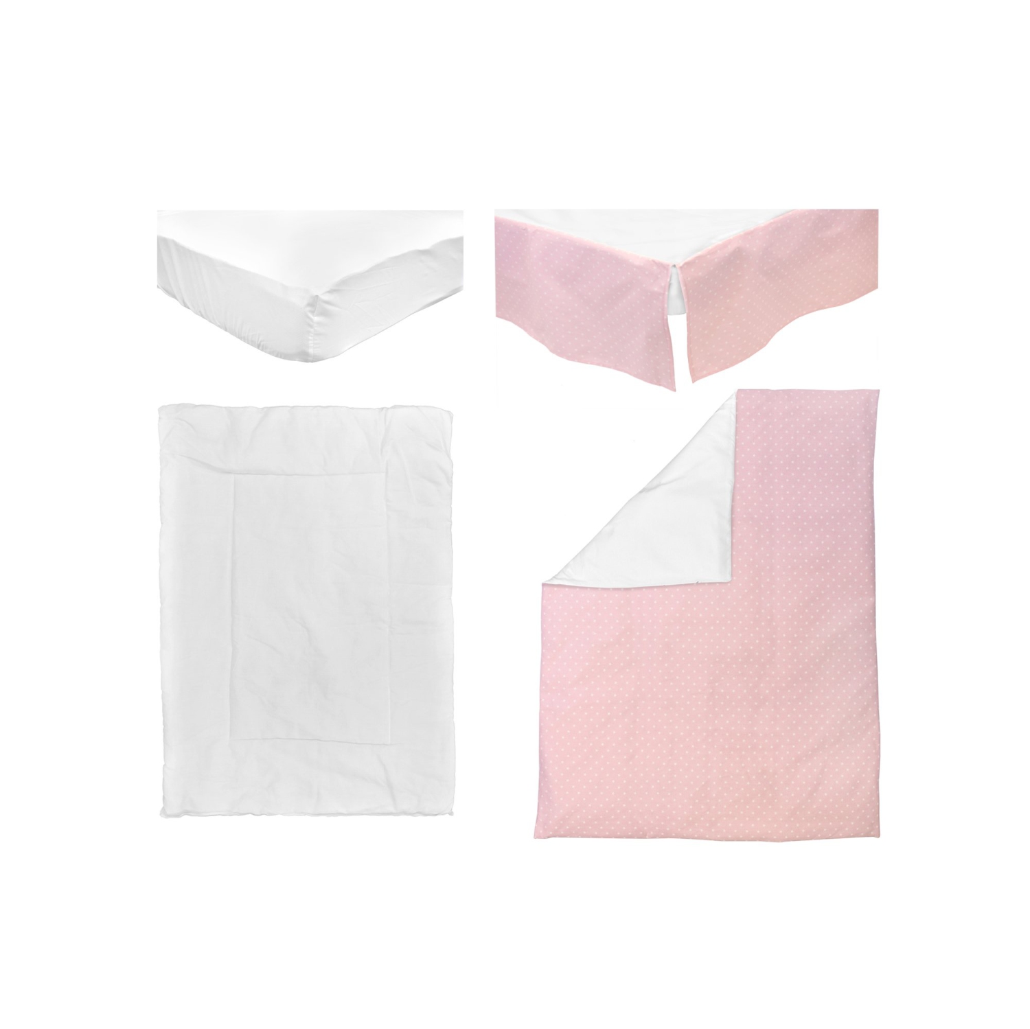 Bebelelo 4 Pieces Baby Bedding Set - Nursery Crib Set of Skirt, Mattress Cover, and Duvet with Cover for Kids, Boys, Girls,