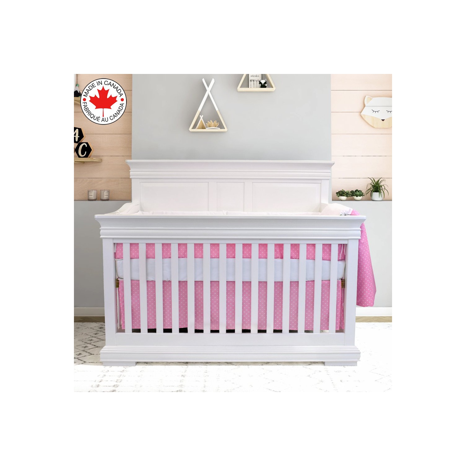 Bebelelo 5 Pieces Baby Bedding Set - Nursery Crib Set of Comforter, Duvet Cover, Contour Bed, Fitted Sheet and Skirt for Kids, Boys, Girls,