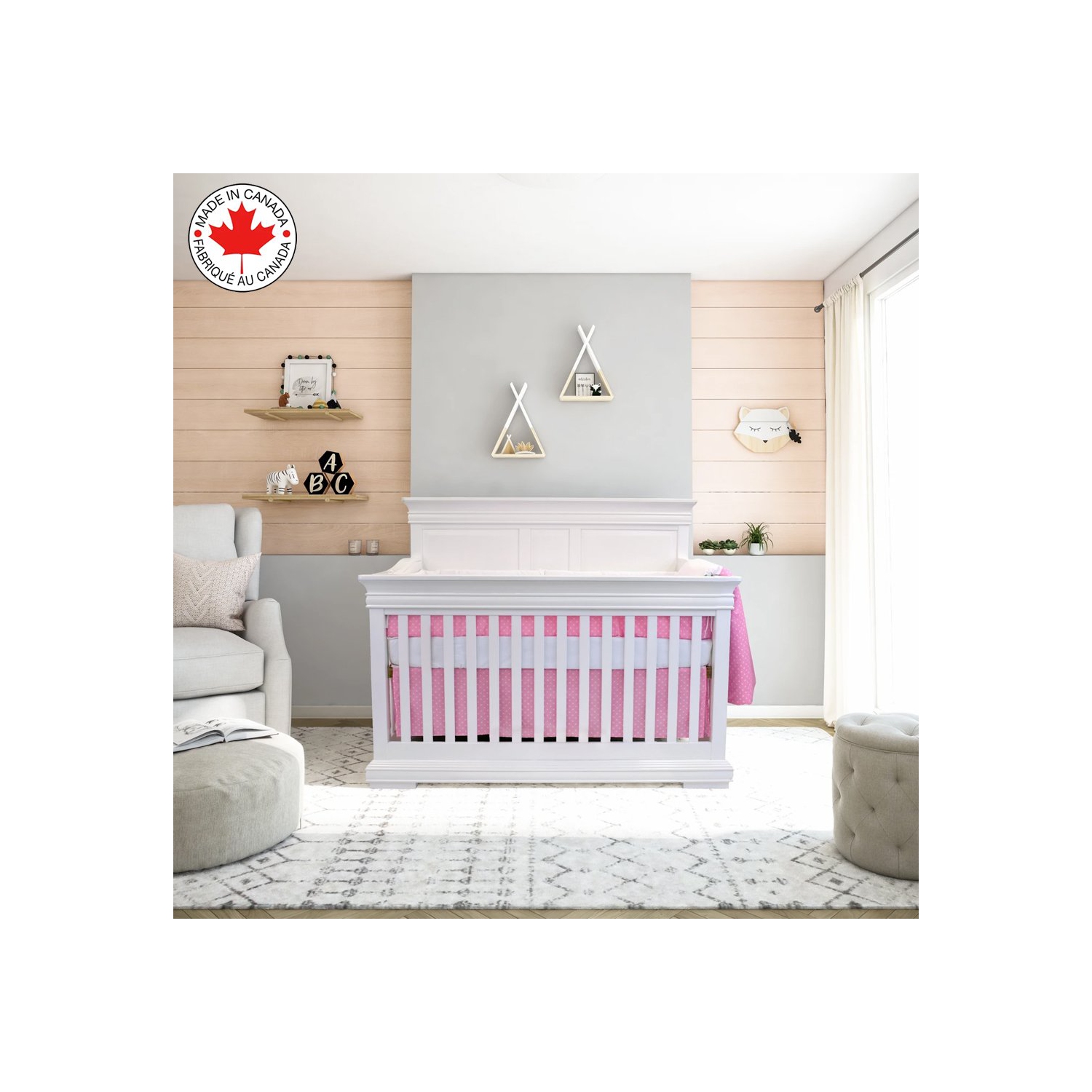 Bebelelo 5 Pieces Baby Bedding Set - Nursery Crib Set of Comforter, Duvet Cover, Contour Bed, Fitted Sheet and Skirt for Kids, Boys, Girls,