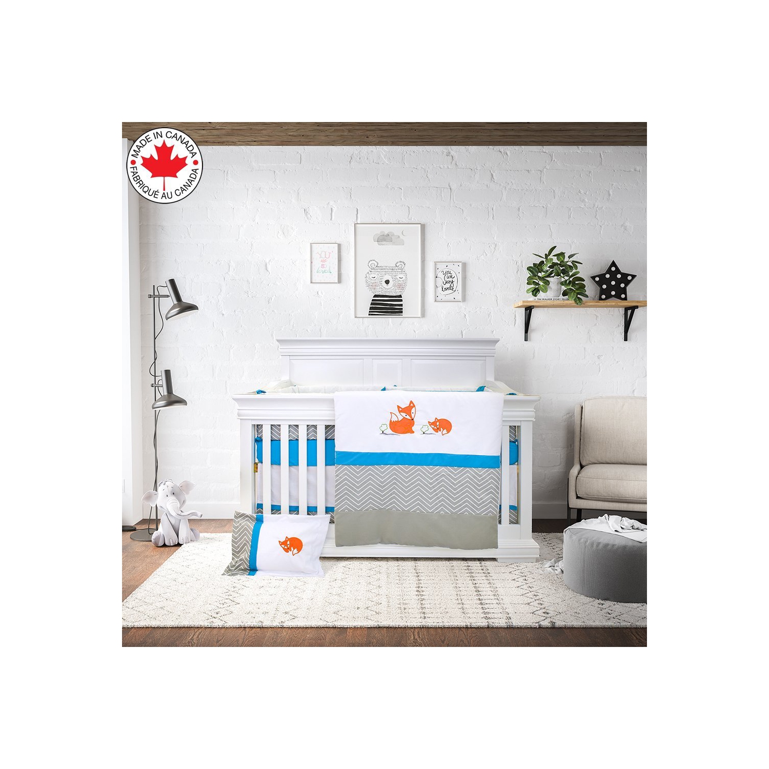 Bebelelo 7 Pieces Baby Bedding Set - Nursery Crib Set Including Skirt, Comforter, Mattress Cover, Pillow, and More for Kids, Boys, Girls