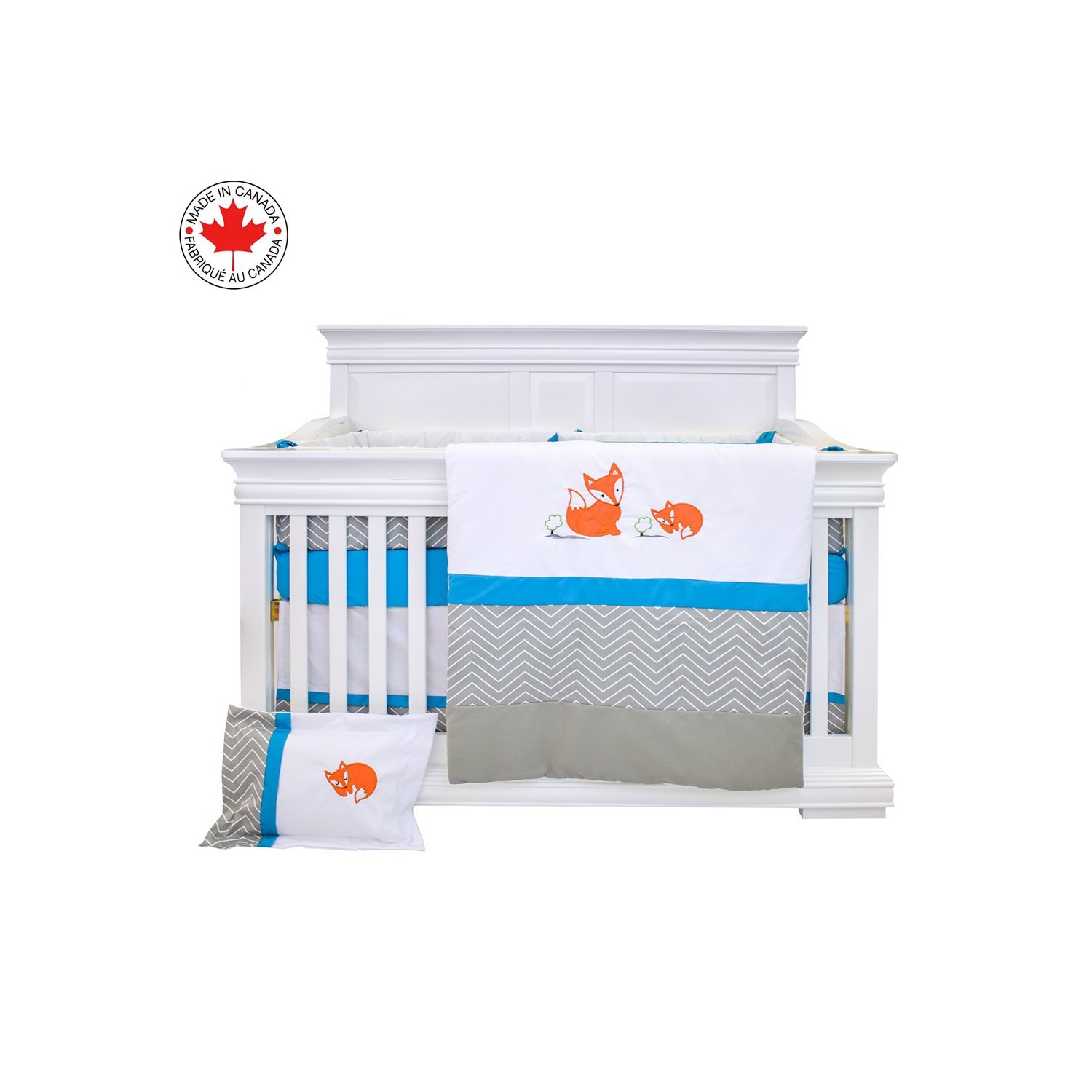 Bebelelo 7 Pieces Baby Bedding Set - Nursery Crib Set Including Skirt, Comforter, Mattress Cover, Pillow, and More for Kids, Boys, Girls