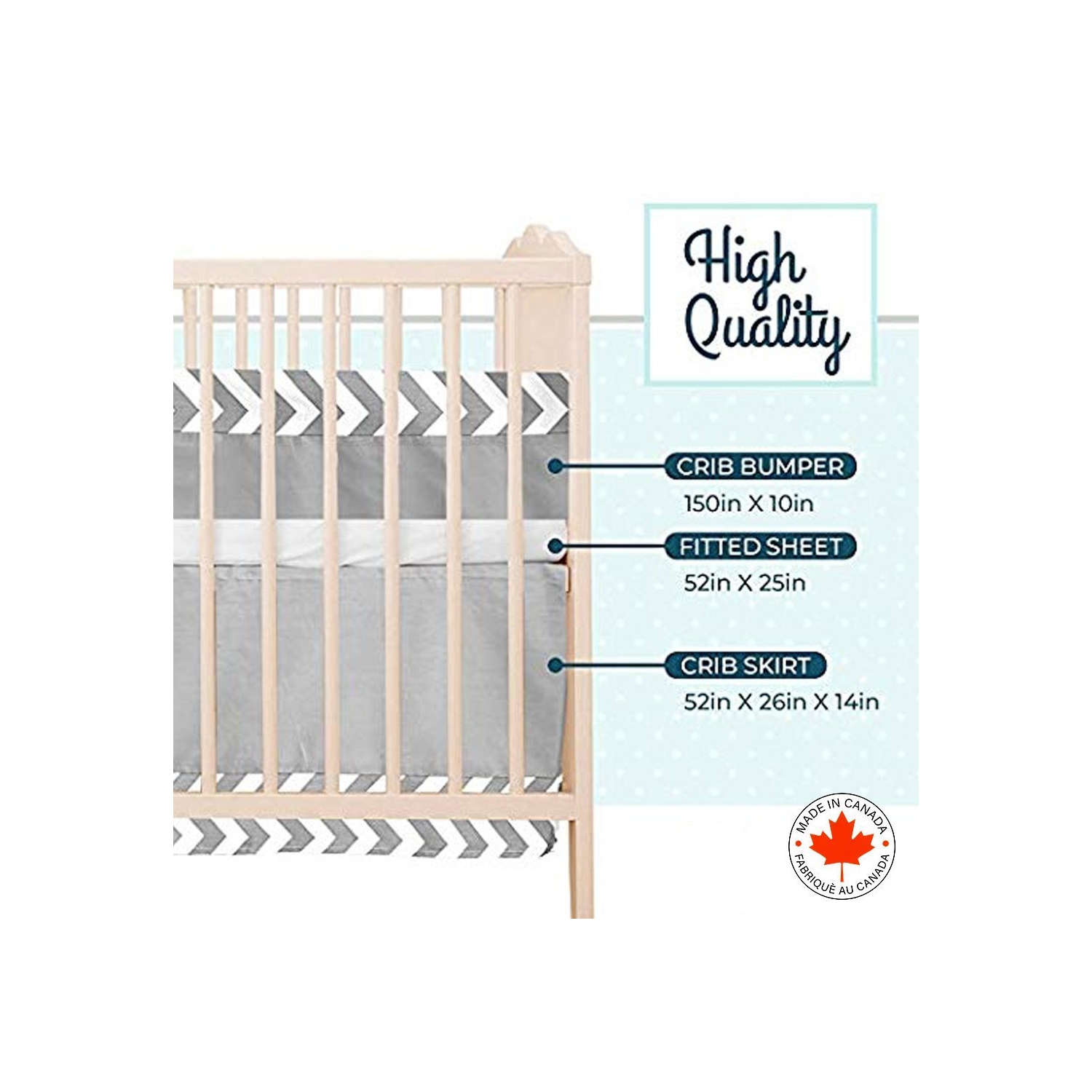 Bebelelo 7 Pieces Baby Bedding Set - Nursery Crib Set Including Skirt, Comforter, Quilt Cover, Fitted Sheet, and More for Kids, Boys, Girls