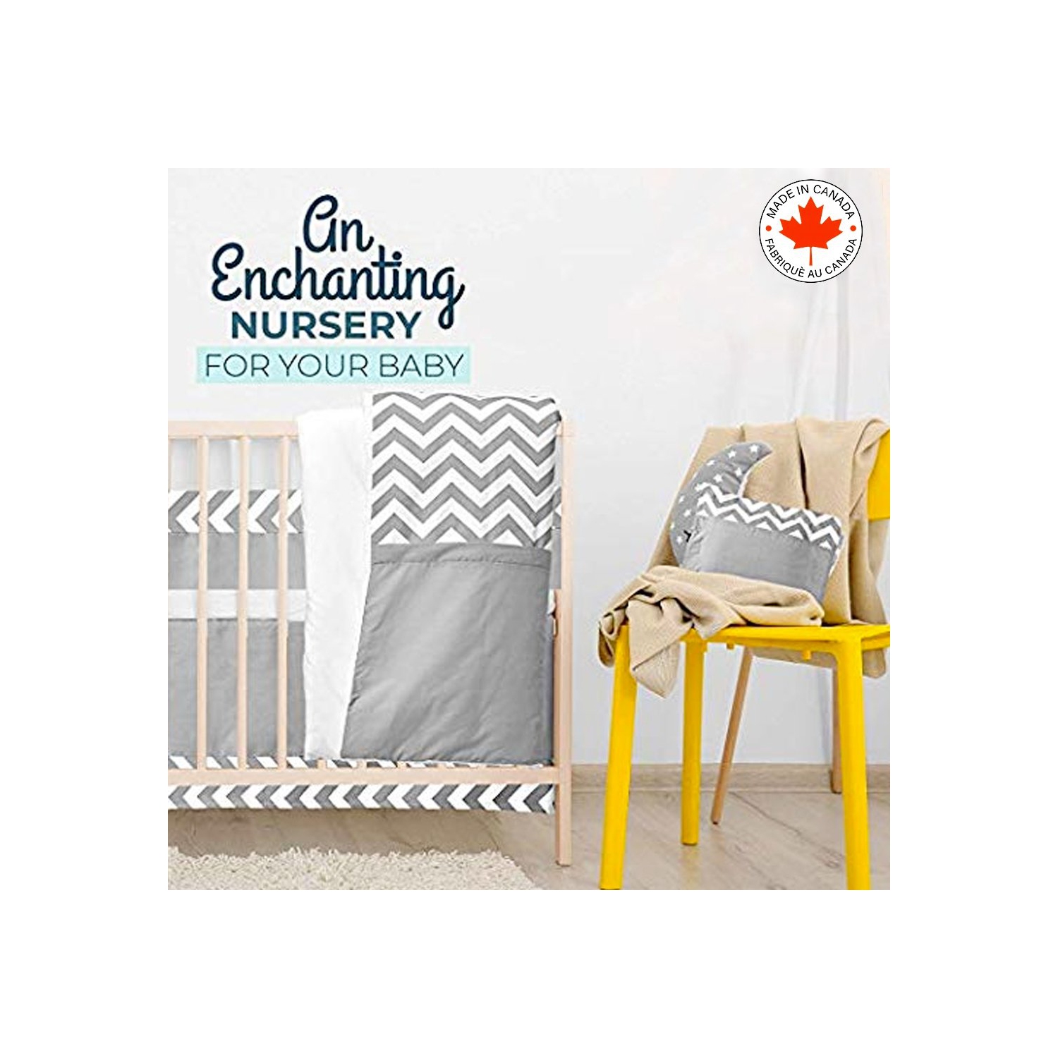 Bebelelo 7 Pieces Baby Bedding Set - Nursery Crib Set Including Skirt, Comforter, Quilt Cover, Fitted Sheet, and More for Kids, Boys, Girls