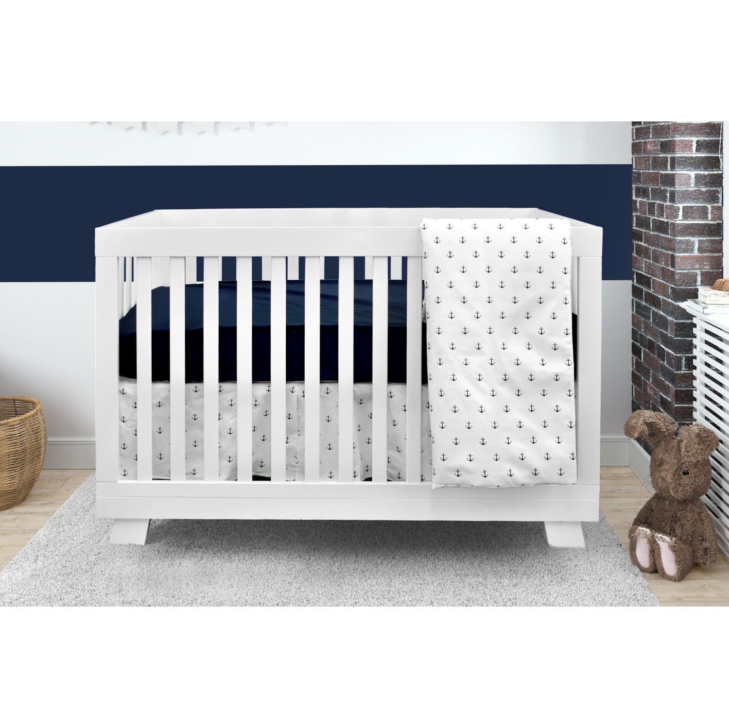 Bebelelo 4 Pieces Baby Bedding Set - Nursery Crib Set of Skirt, Mattress Cover, and Duvet with Cover for Kids, Boys, Girls,