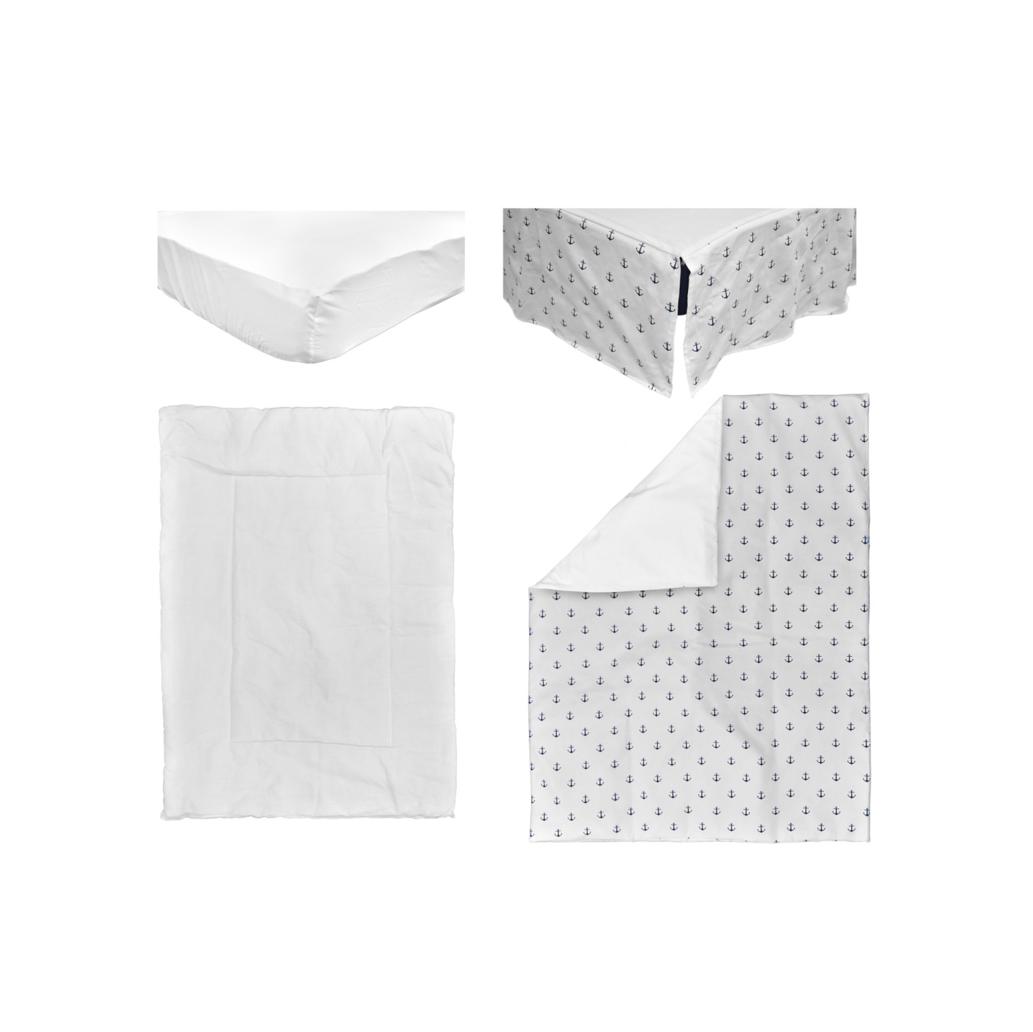 Bebelelo 4 Pieces Baby Bedding Set - Nursery Crib Set of Skirt, Mattress Cover, and Duvet with Cover for Kids, Boys, Girls,