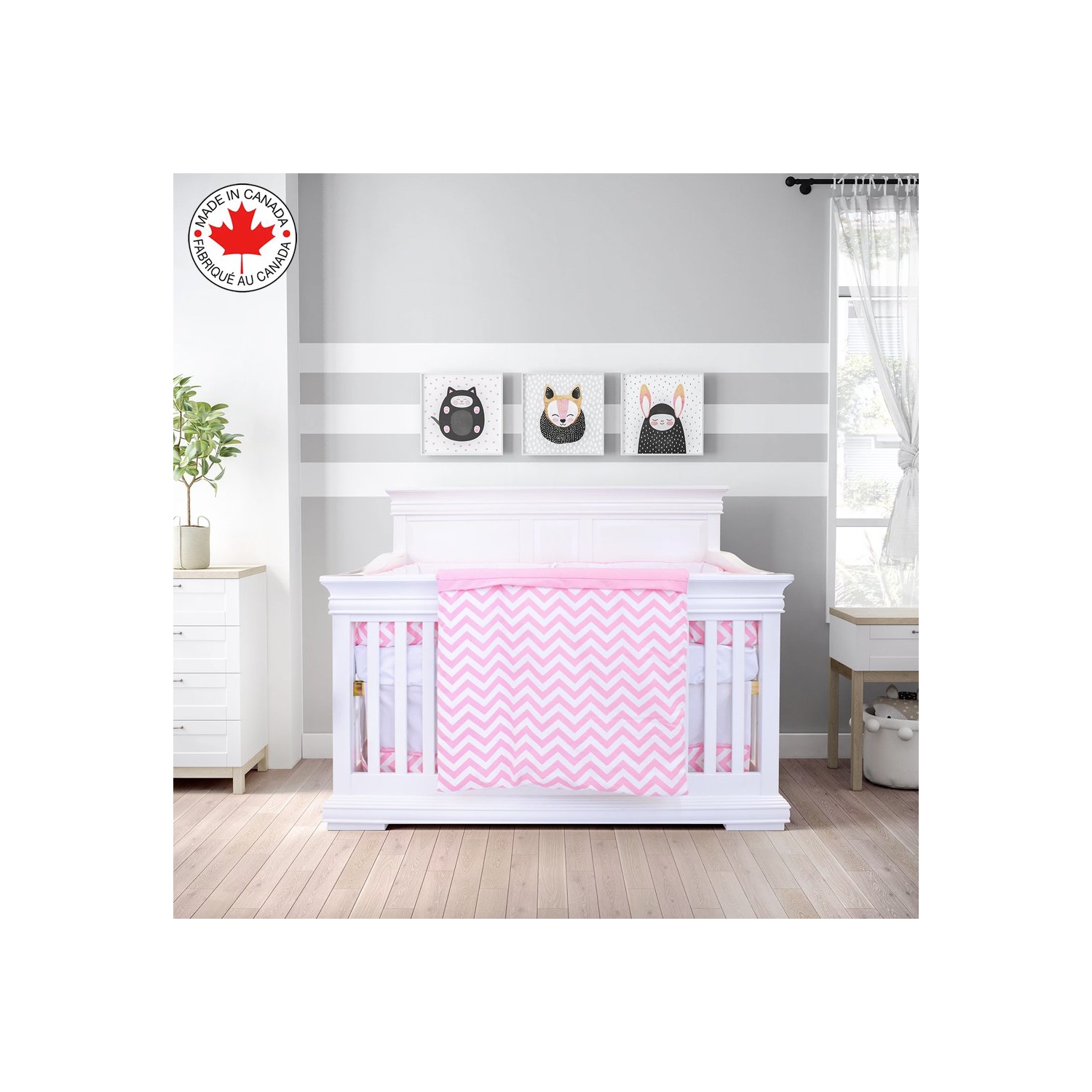 Bebelelo 5 Pieces Baby Bedding Set - Nursery Crib Set of Comforter, Quilt Cover, Safety Pad, Fitted Sheet and Skirt for Kids, Boys, Girls,