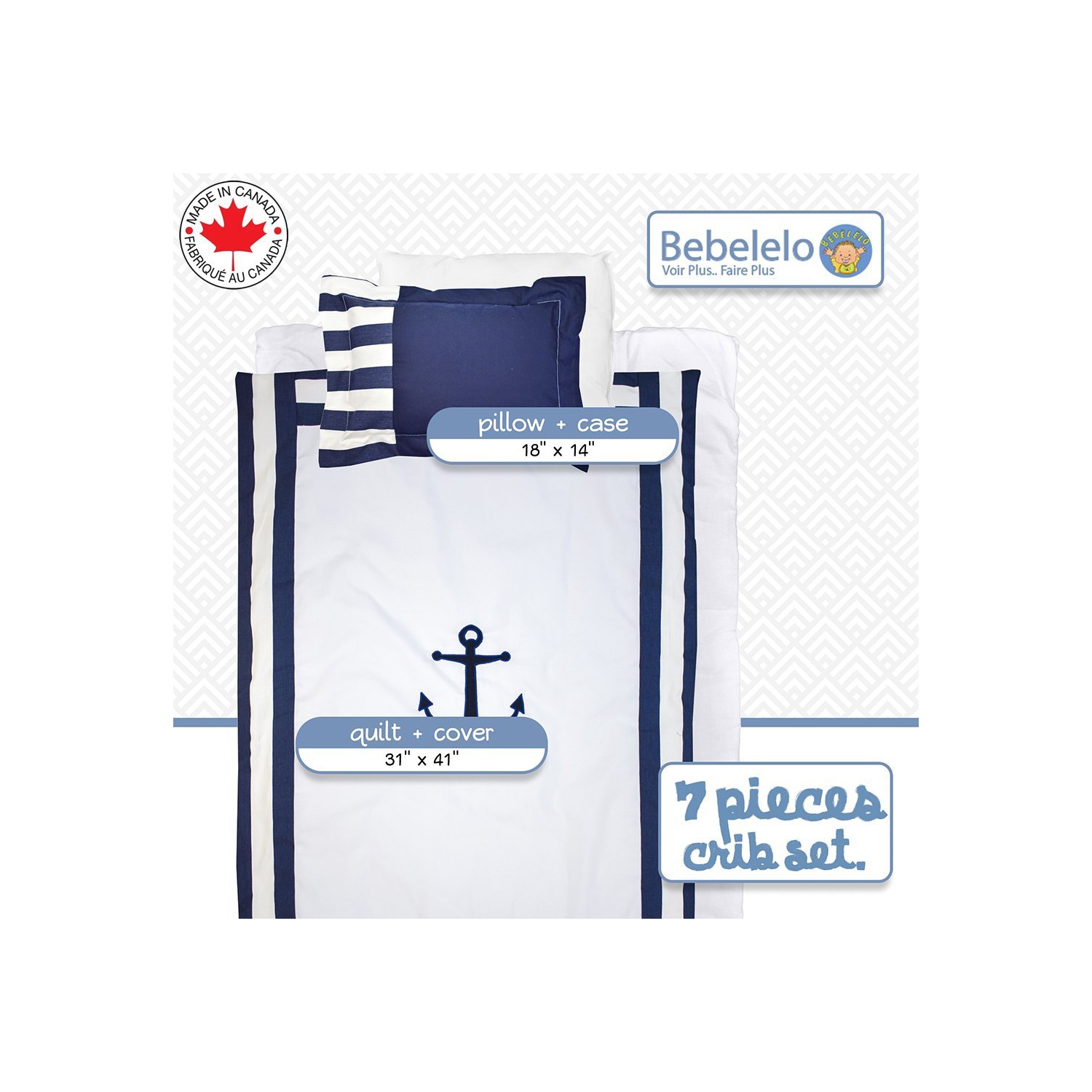 Ensemble de literie pour berceau de bébé Bebelelo pour garçons et filles - Ensemble de literie pour bébé 7 pièces