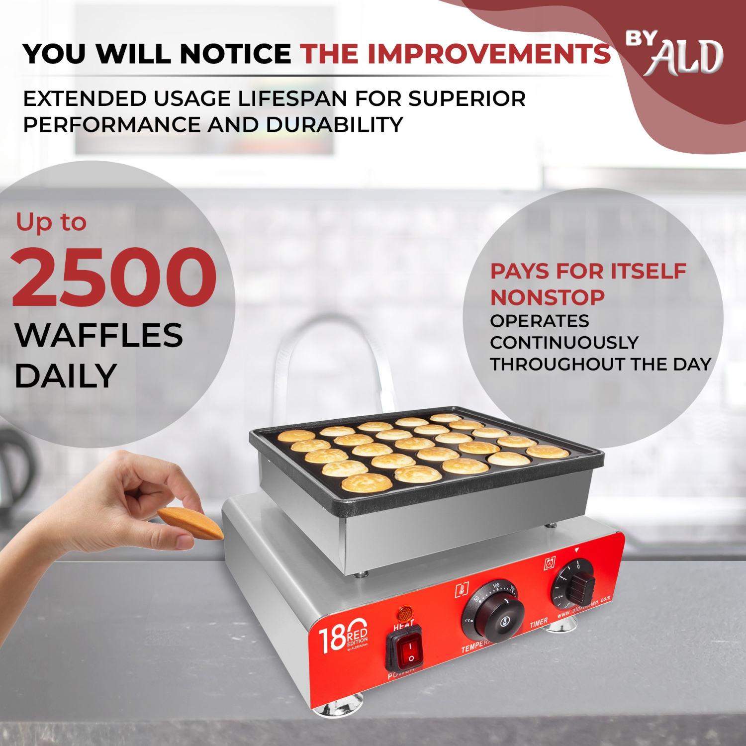 AR-2240 Mini Dutch Pancake Maker | Poffertjes Iron Commercial | 25 Dutch Pancakes | Nonstick | 110V