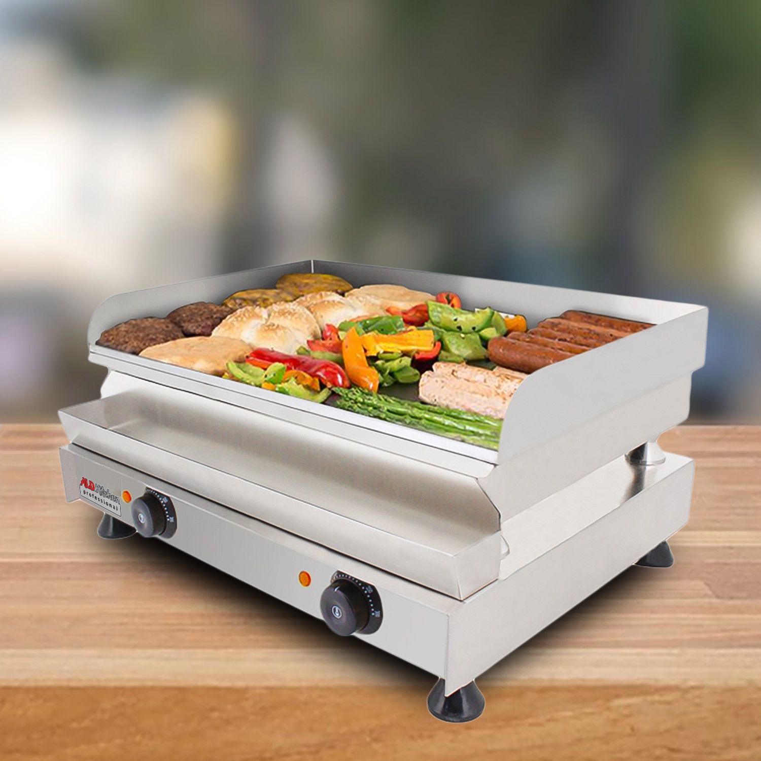 AP-416 Flat Top Griddle with Dual Thermostat | Teppanyaki Grill | No Plug | 110V