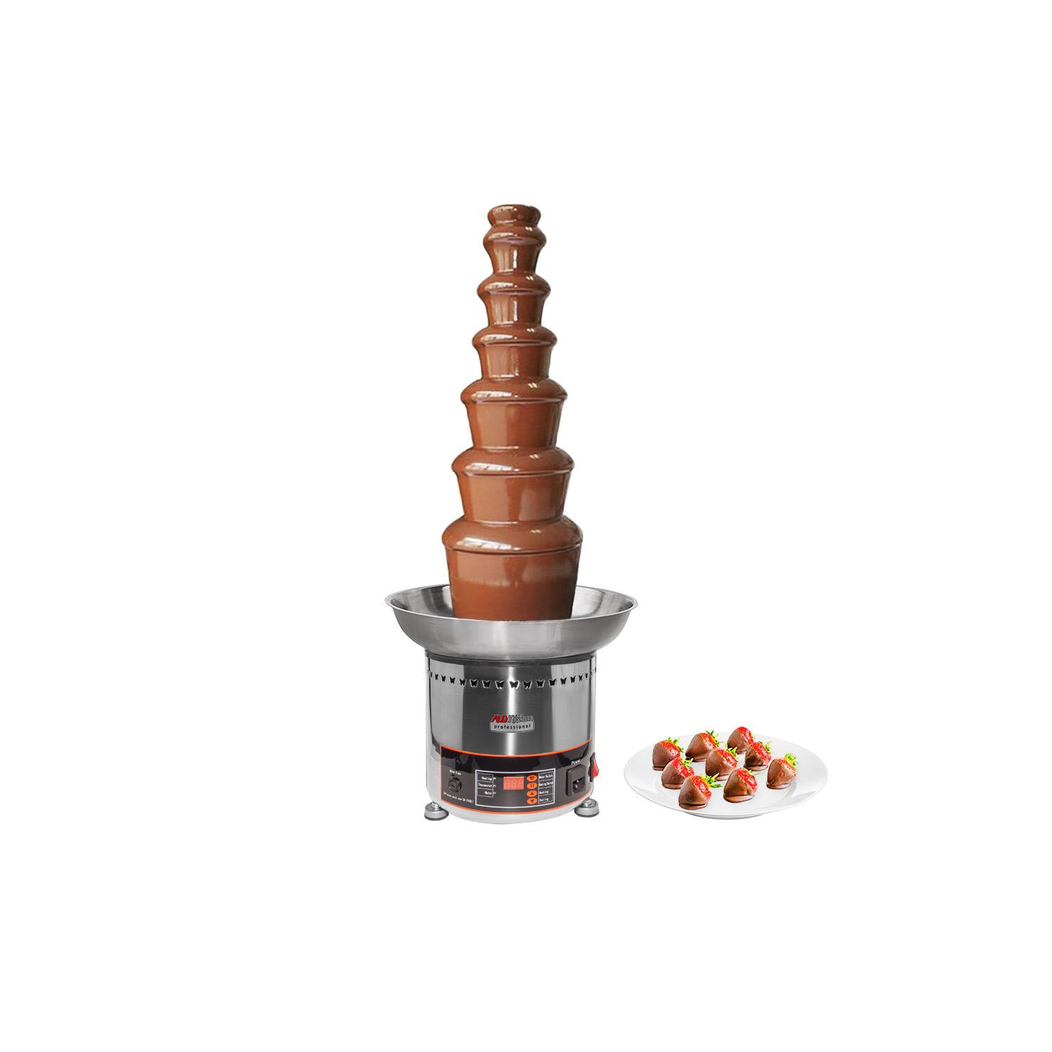 A-CF7D Chocolate Fountain | 7-tier Stainless Steel Chocolate Fondue Fountain | 100 persons | Digital | 110V