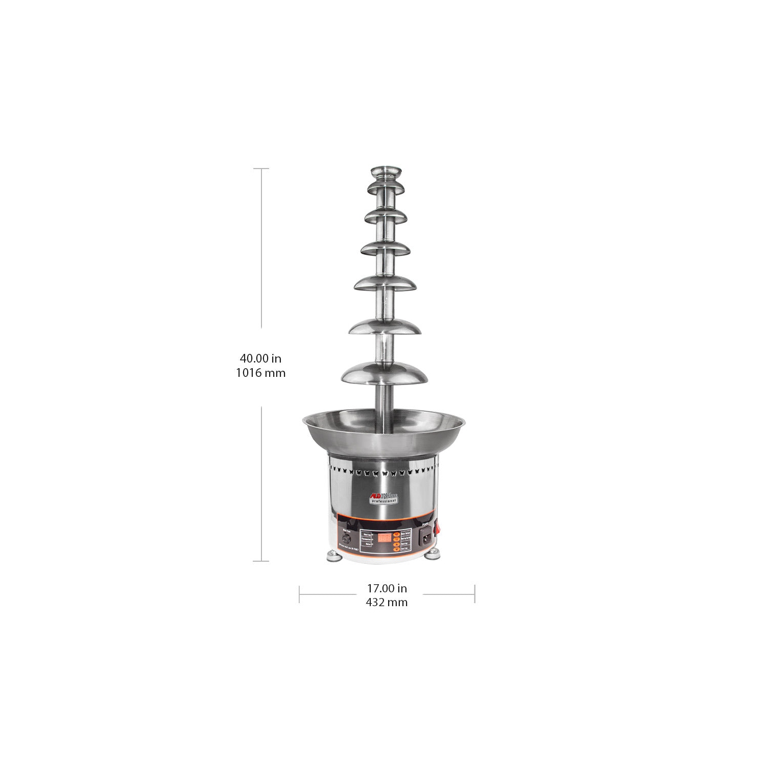 A-CF7D Chocolate Fountain | 7-tier Stainless Steel Chocolate Fondue Fountain | 100 persons | Digital | 110V