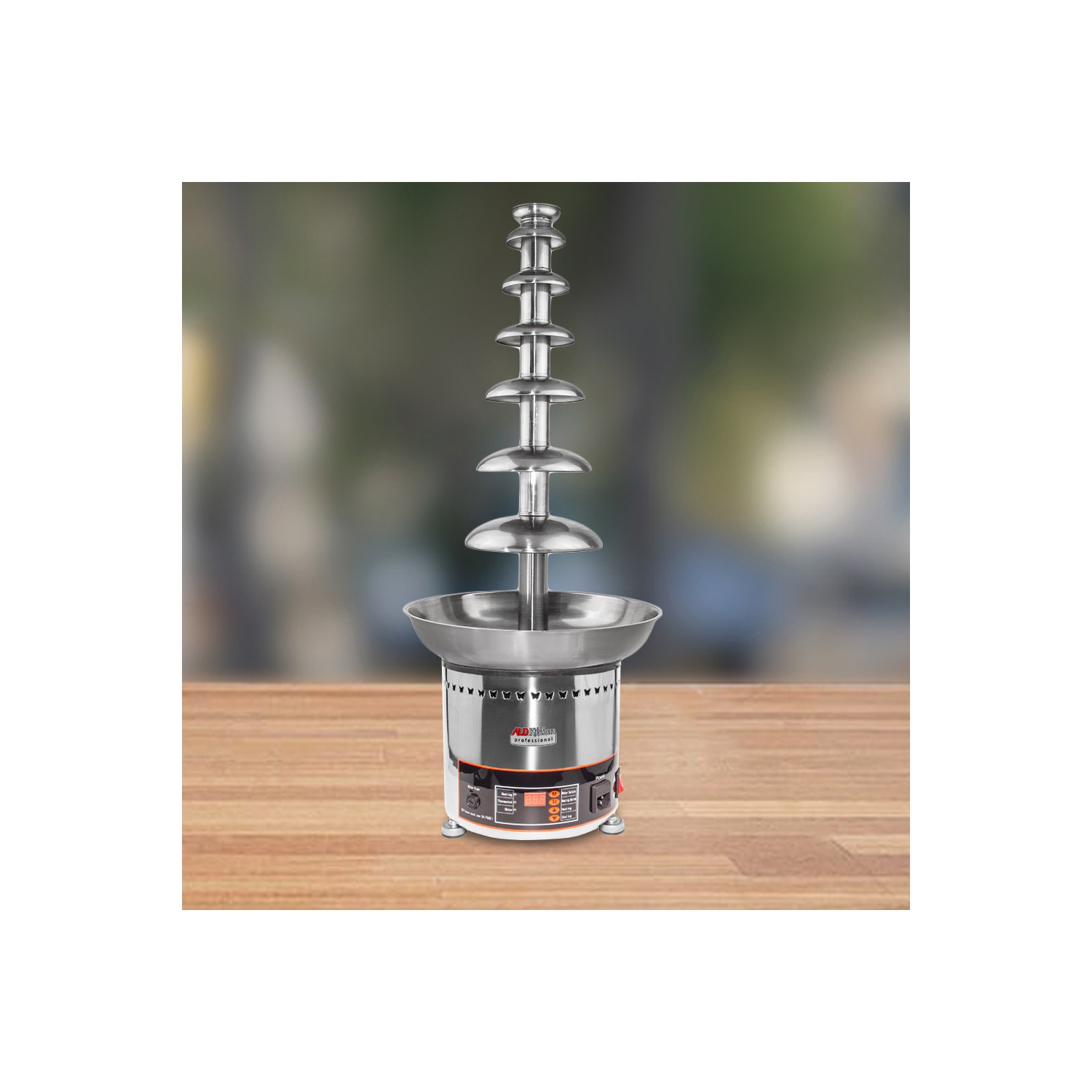 A-CF7D Chocolate Fountain | 7-tier Stainless Steel Chocolate Fondue Fountain | 100 persons | Digital | 110V