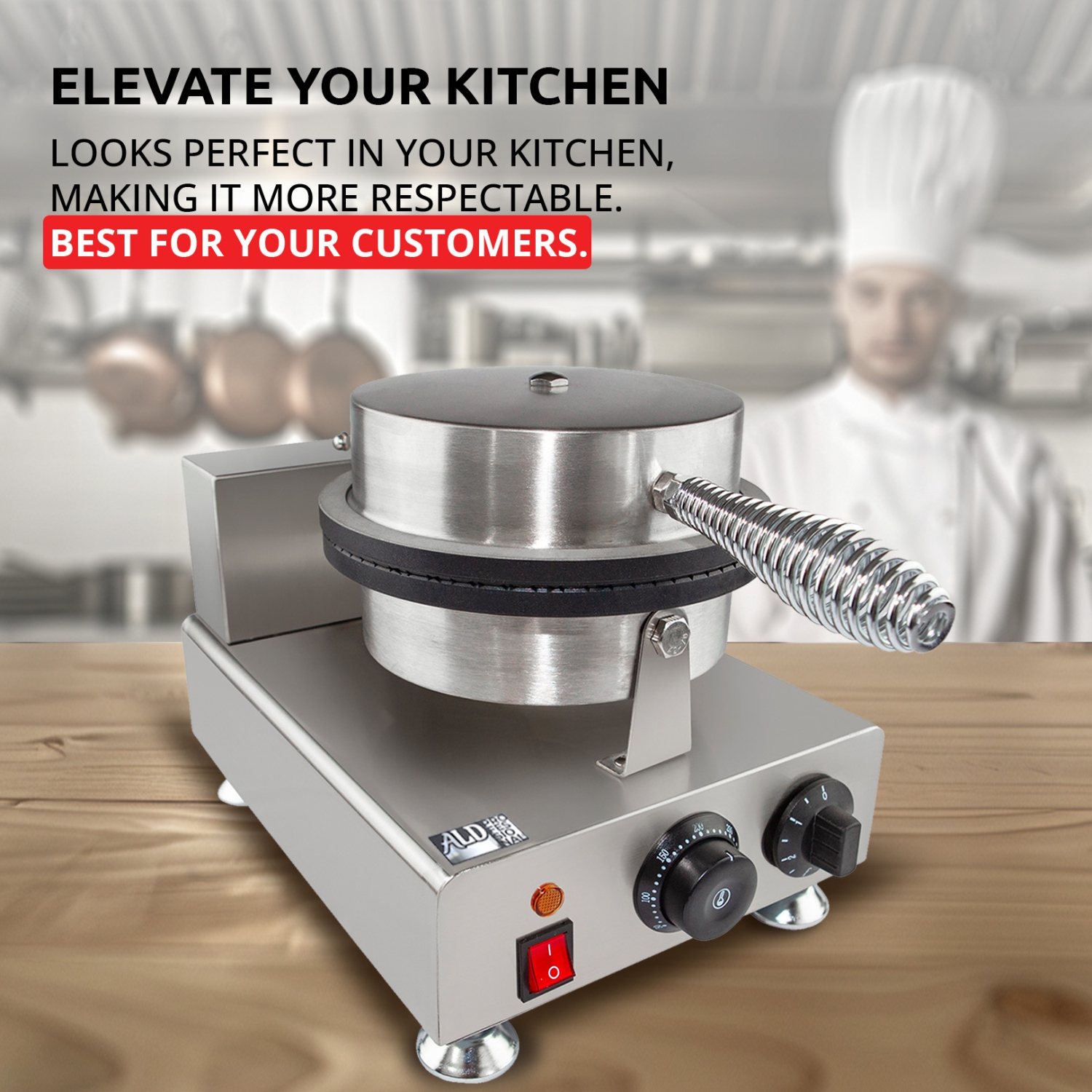 AP-600 Waffle Cone Maker | Commercial Ice Cream Cone Maker | Stainless Steel | Nonstick | Manual Control | 110V