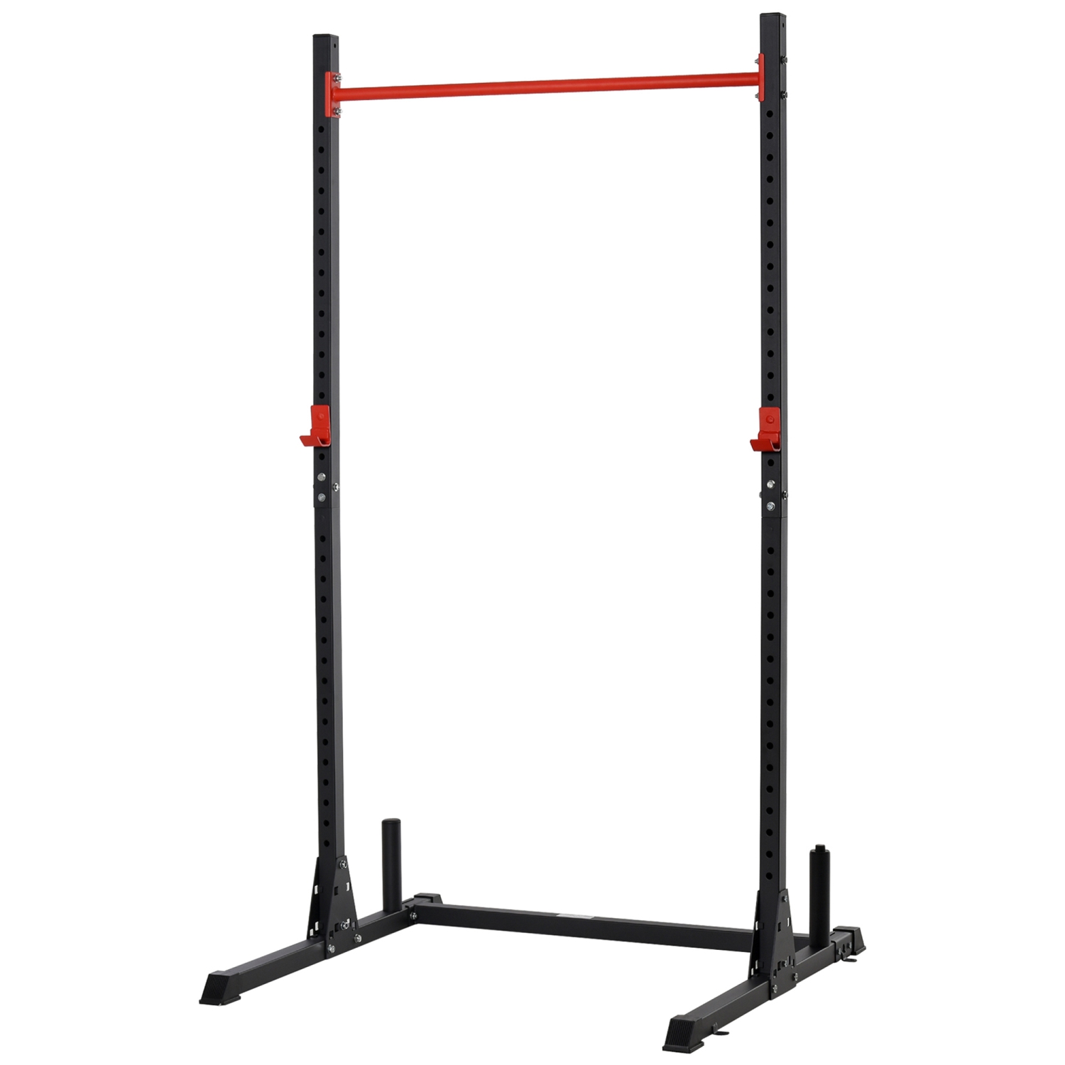 Soozier Adjustable Barbell Power Rack Squat Stand Strength Training Fitness Pull Up Weight Cage Home Gym Black