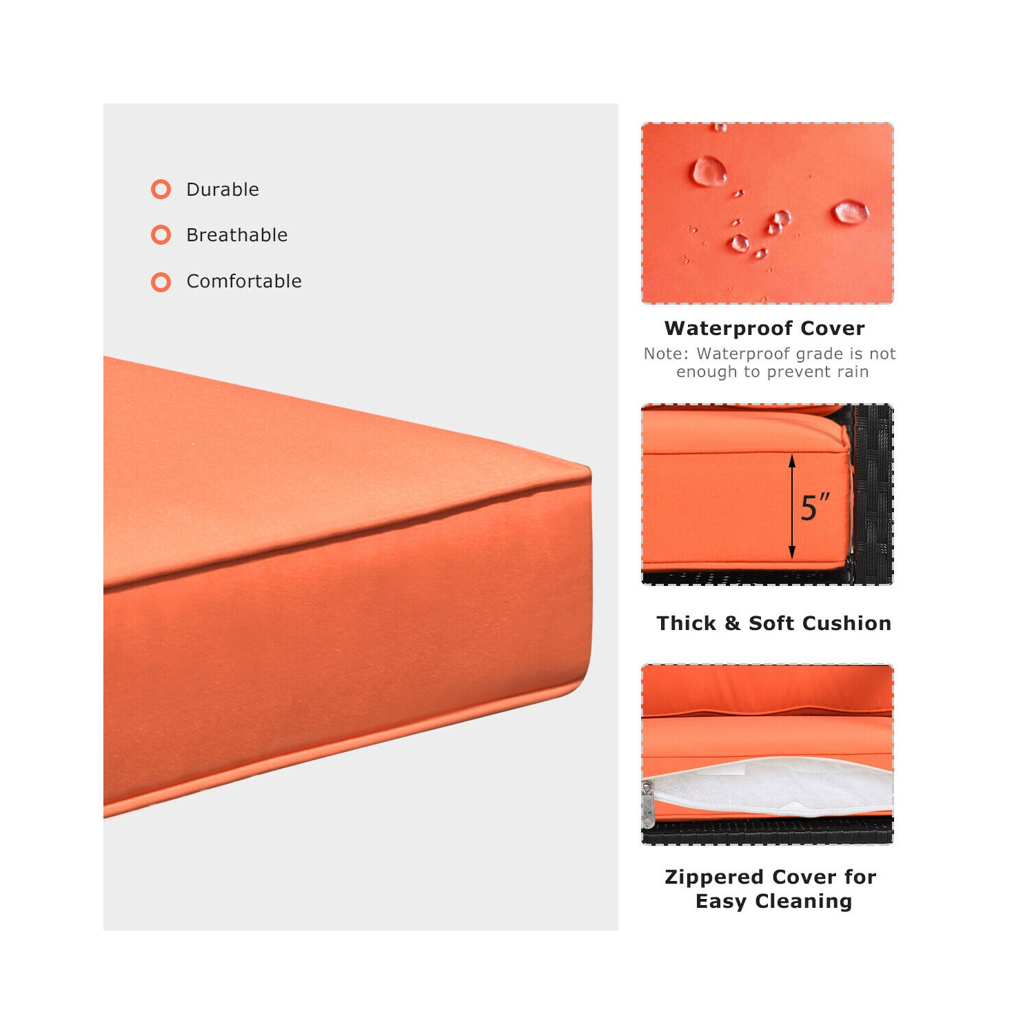 Gymax 2PCS Outdoor Wicker Rocking Chair Patio Lawn Rattan Single Chair Glider w/ Cushion