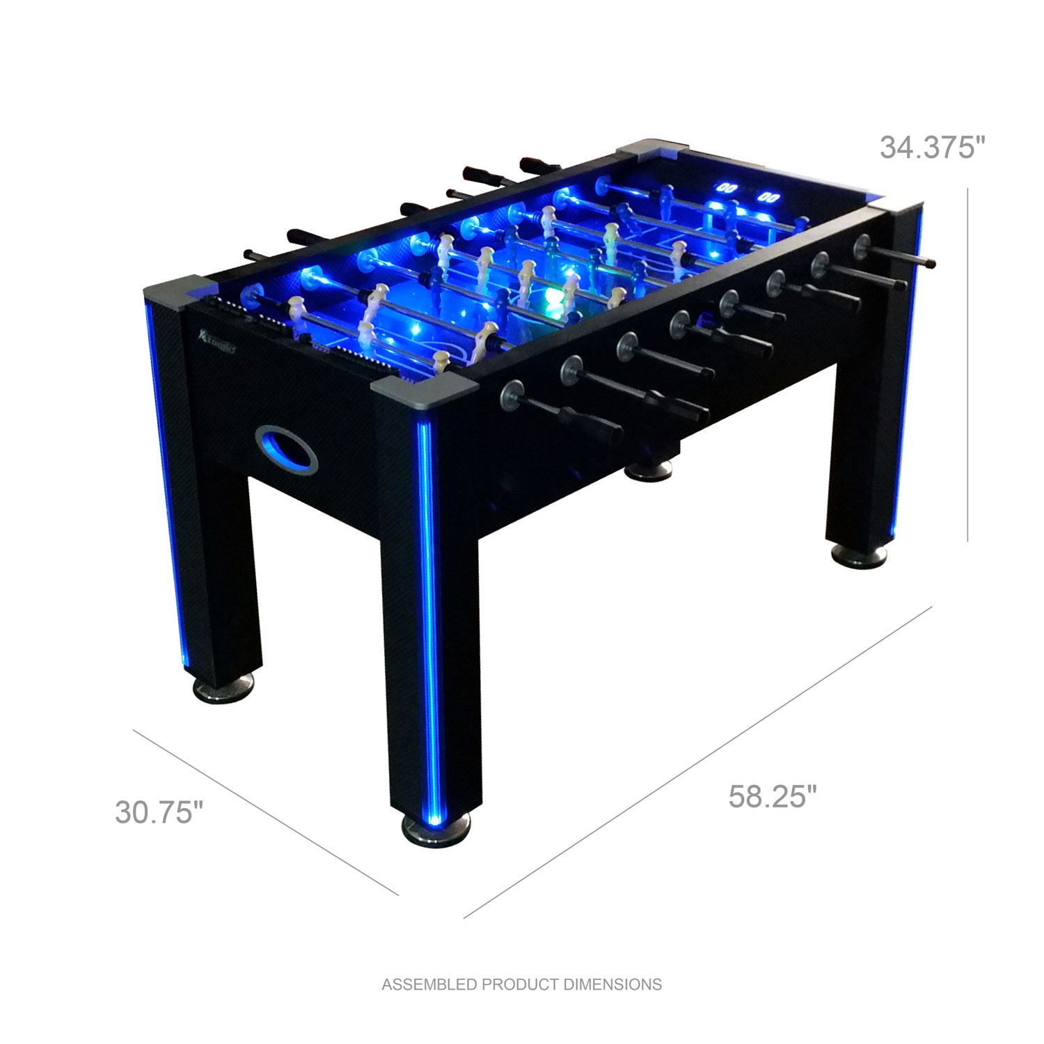 Table de soccer miniature DEL de 58 po Atomic Azure - Noir