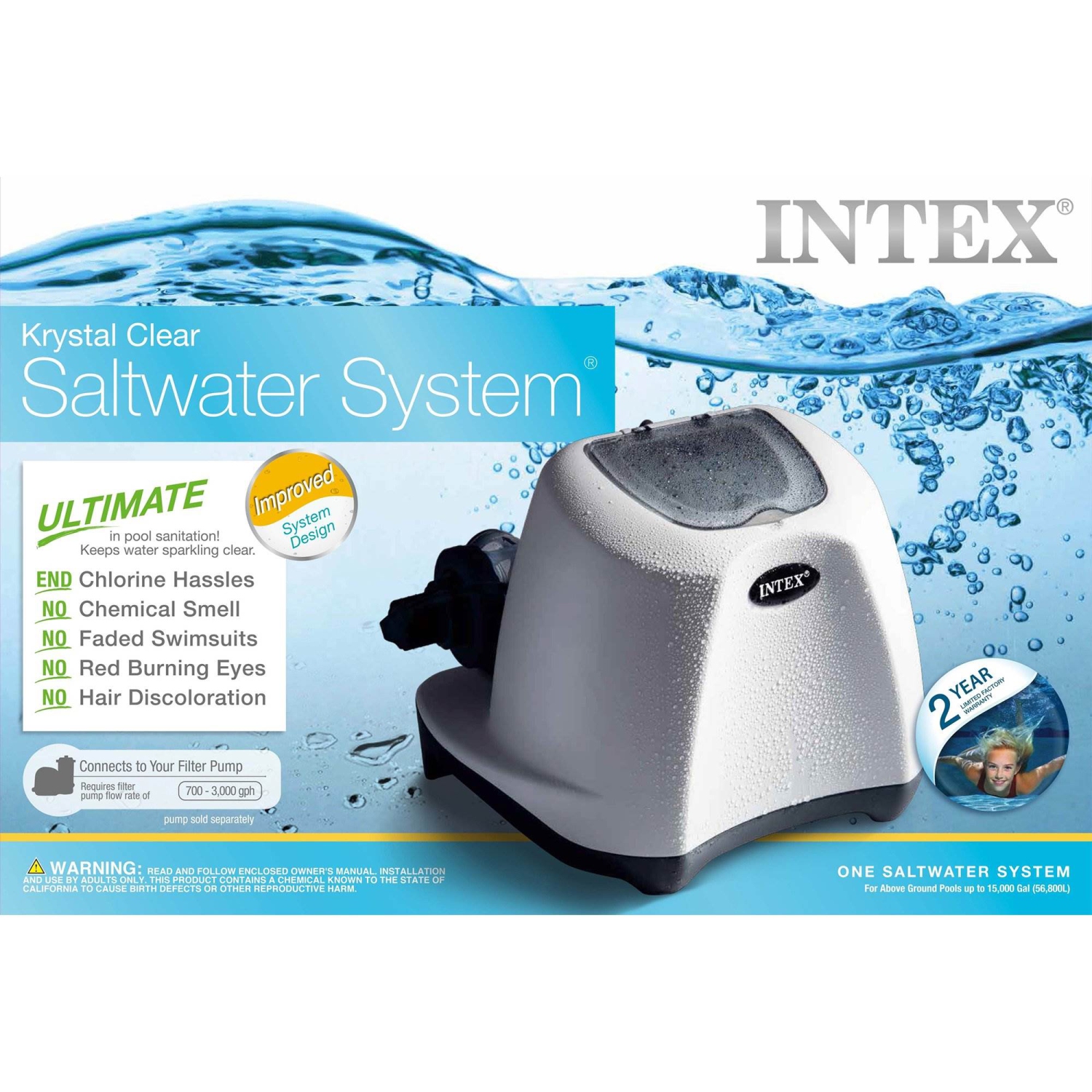 Intex 2100 GPH Pool Sand Filter Pump w/Krystal Clear Saltwater System