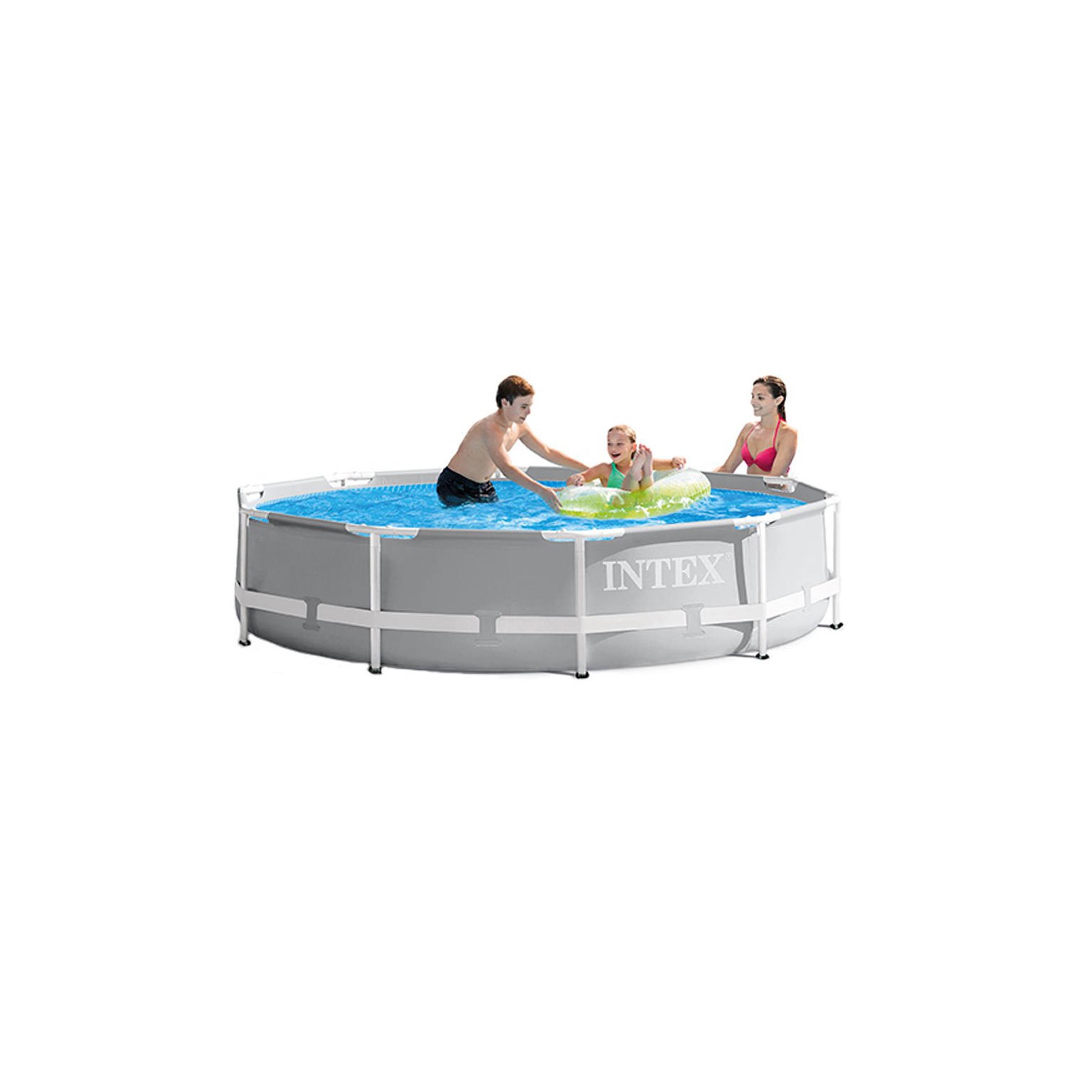 Intex 26701EH 10ft x 30in Prism Metal Frame Above Ground Swimming Pool with Filter Pump and Cleaning Maintenance Kit with Vacuum, Skimmer and Pole