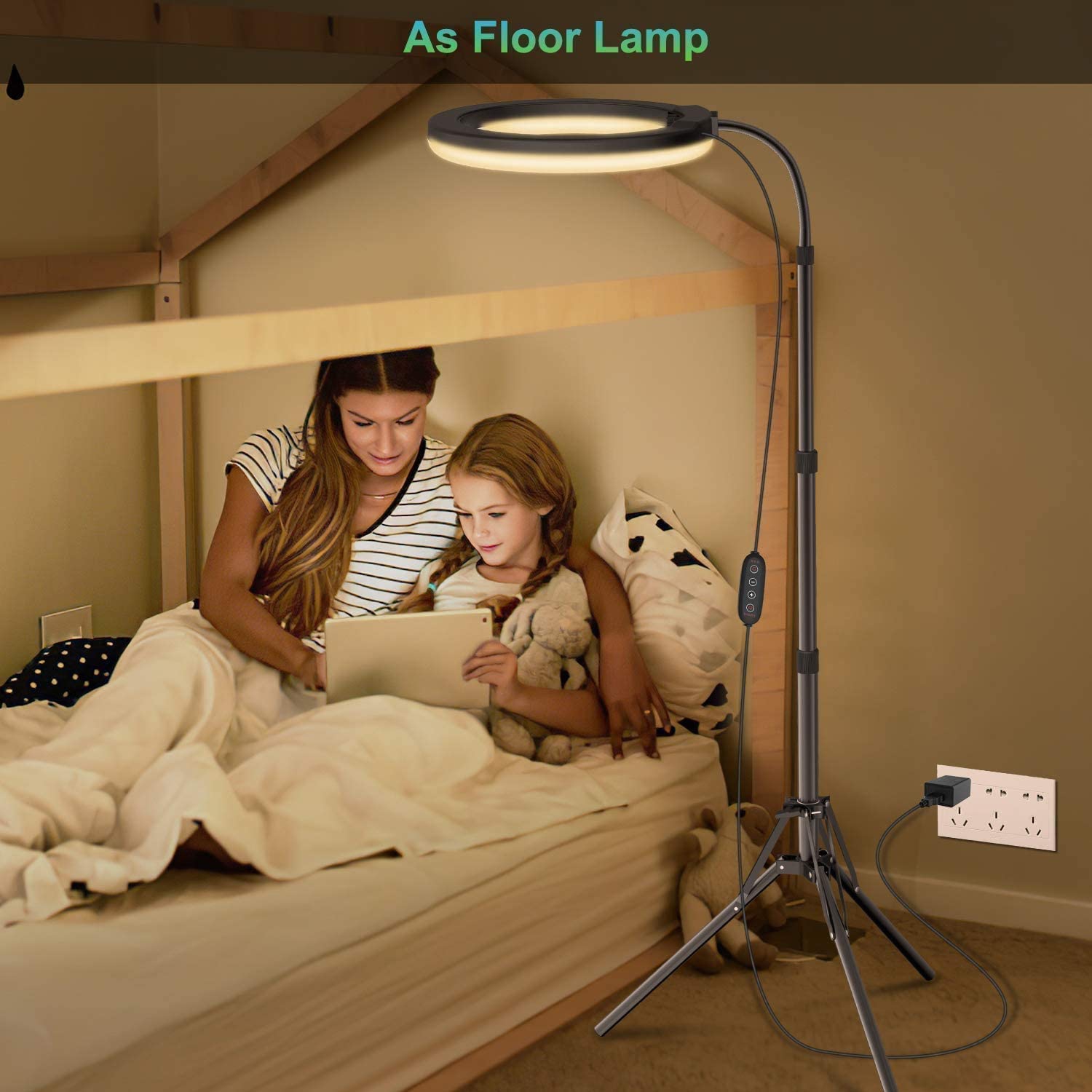 10.2 inch Selfie Ring Light - 16 Colors RGB Ring Light Adjustable Tripod Stand/Phone Holder 19 Brightness Levels Dimmable LED Ring Light for Make