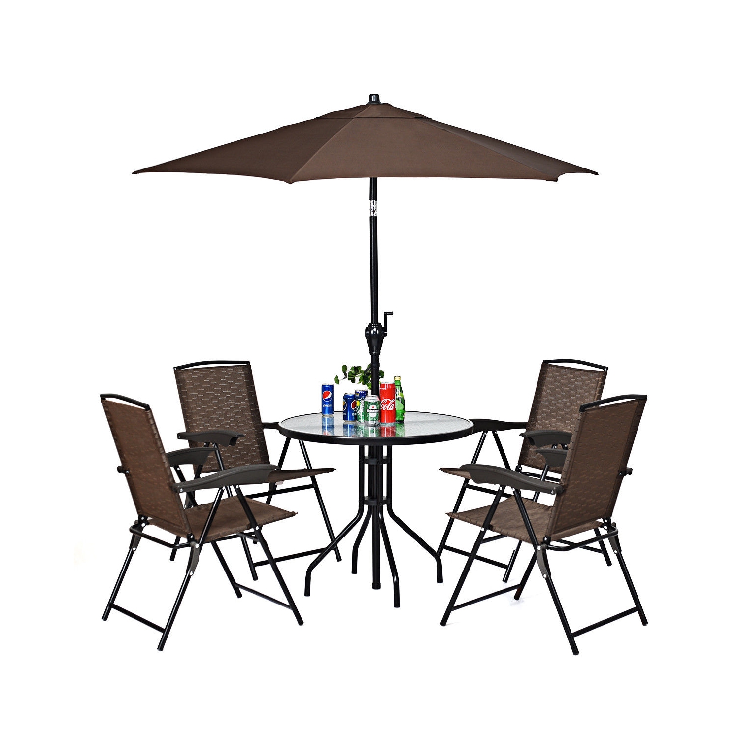 Gymax 4PCS Adjustable Folding Fabric Chair Powder Coated Steel Tube Frame Indoor Outdoor