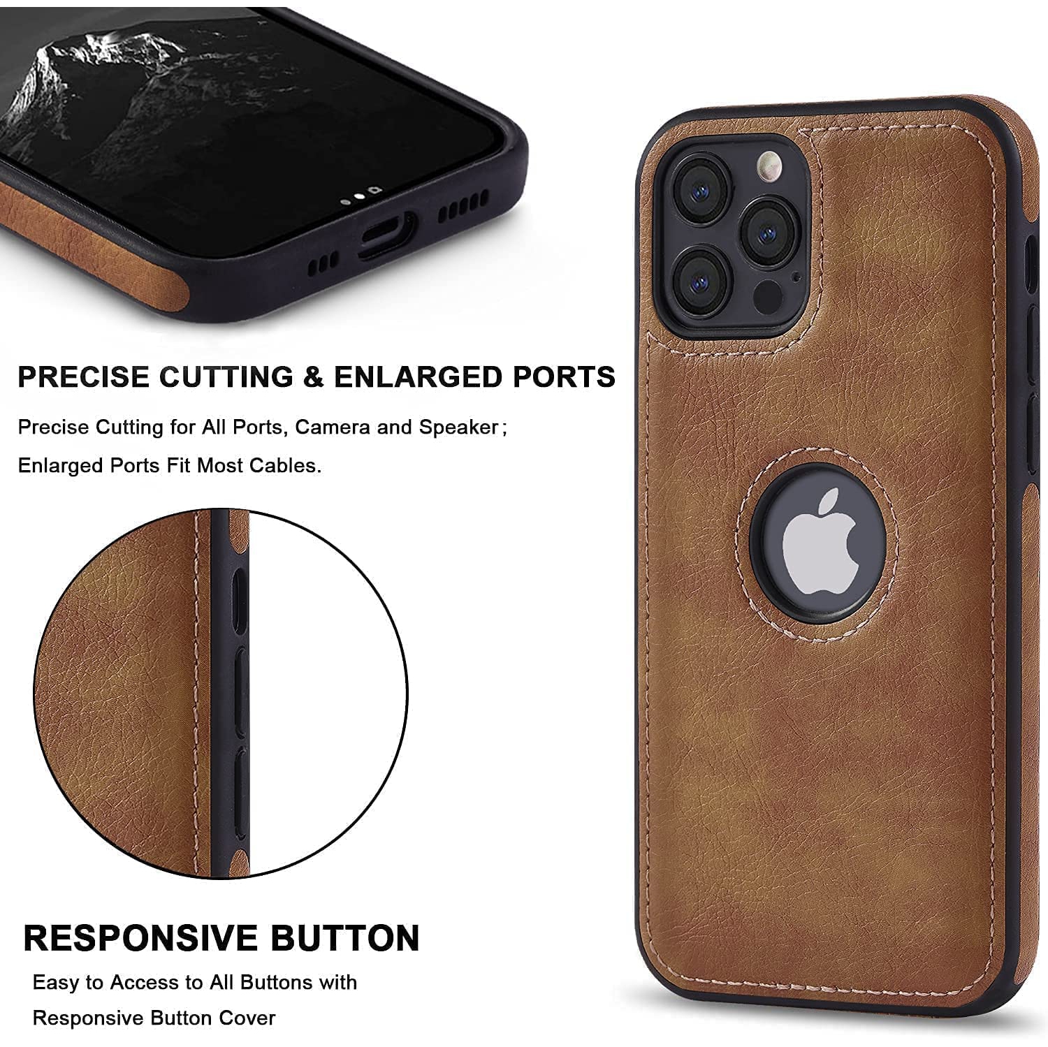 Brenda Retro Leather Case Anti-Knock Back Cover Soft TPU Business Shell Phone Case High Quality for iPhone 13 Pro (FREE SHIPPING)