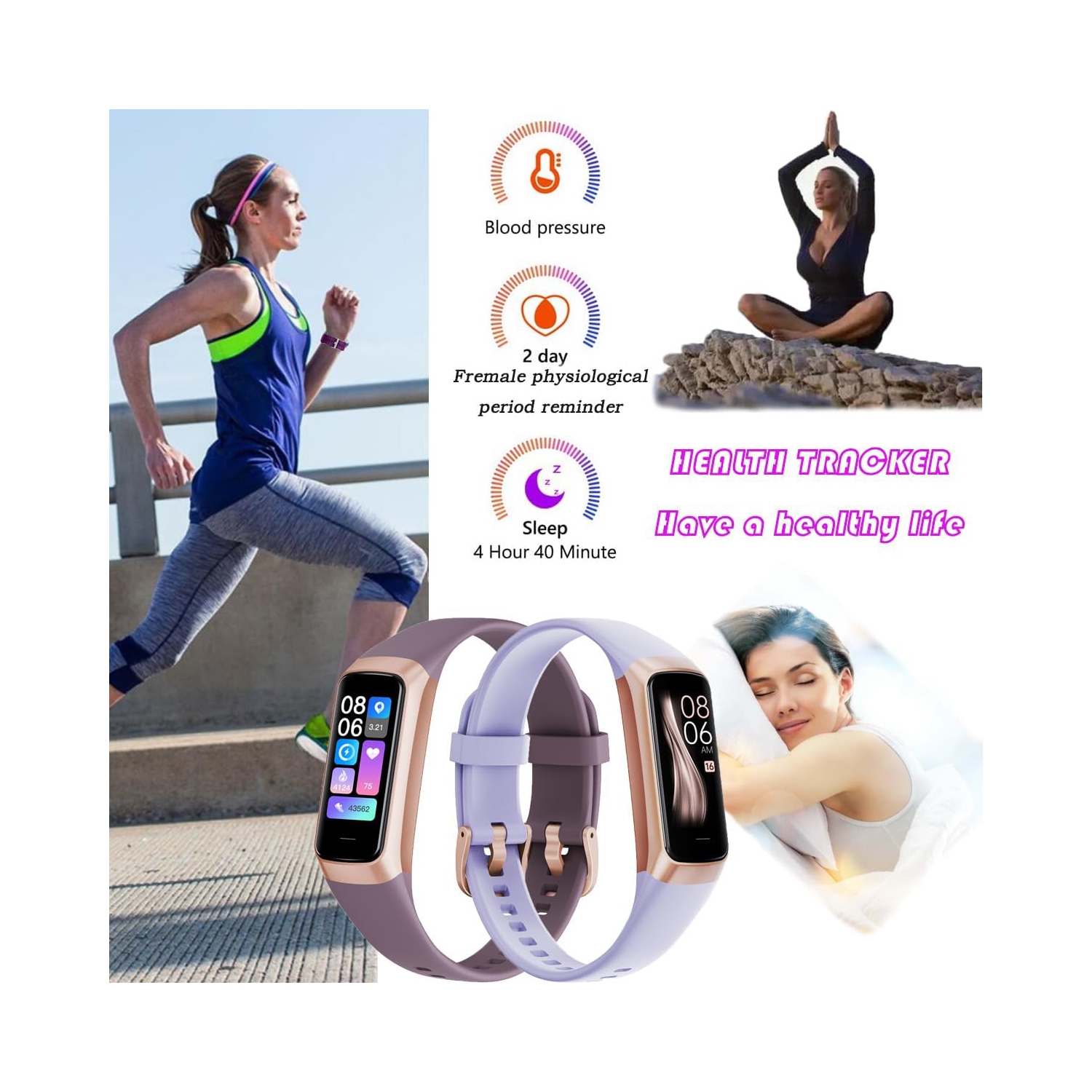 Heart Rate Fitness Tracker & Activity Smartwatch, Sports Bracelet with Sleep Monitor, Calorie Counter, Pedometer & IP67 Waterproof Wristband for Men