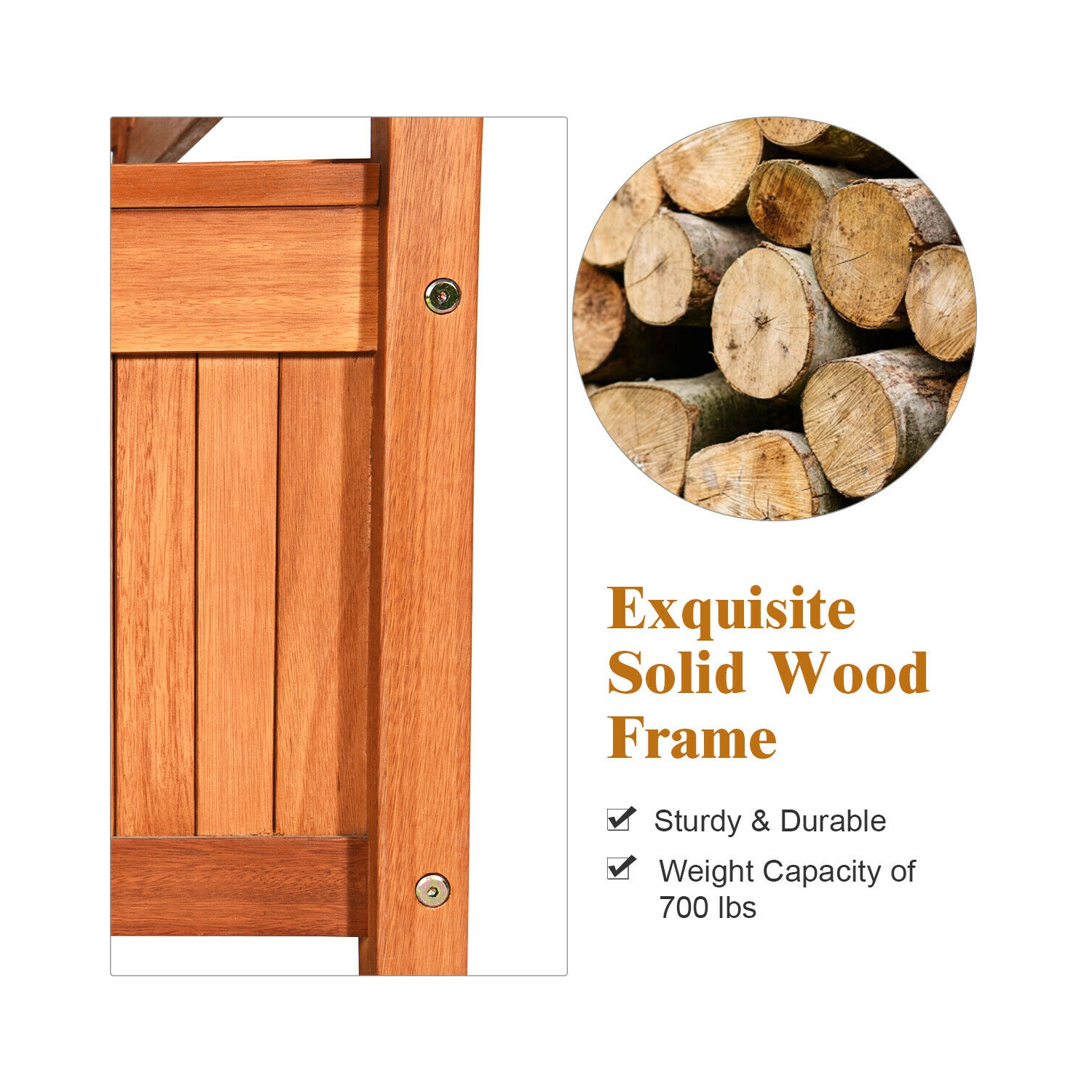 Gymax 42'' Storage Bench Deck Box Solid Wood Seating Container Tools Toys W/Backrest