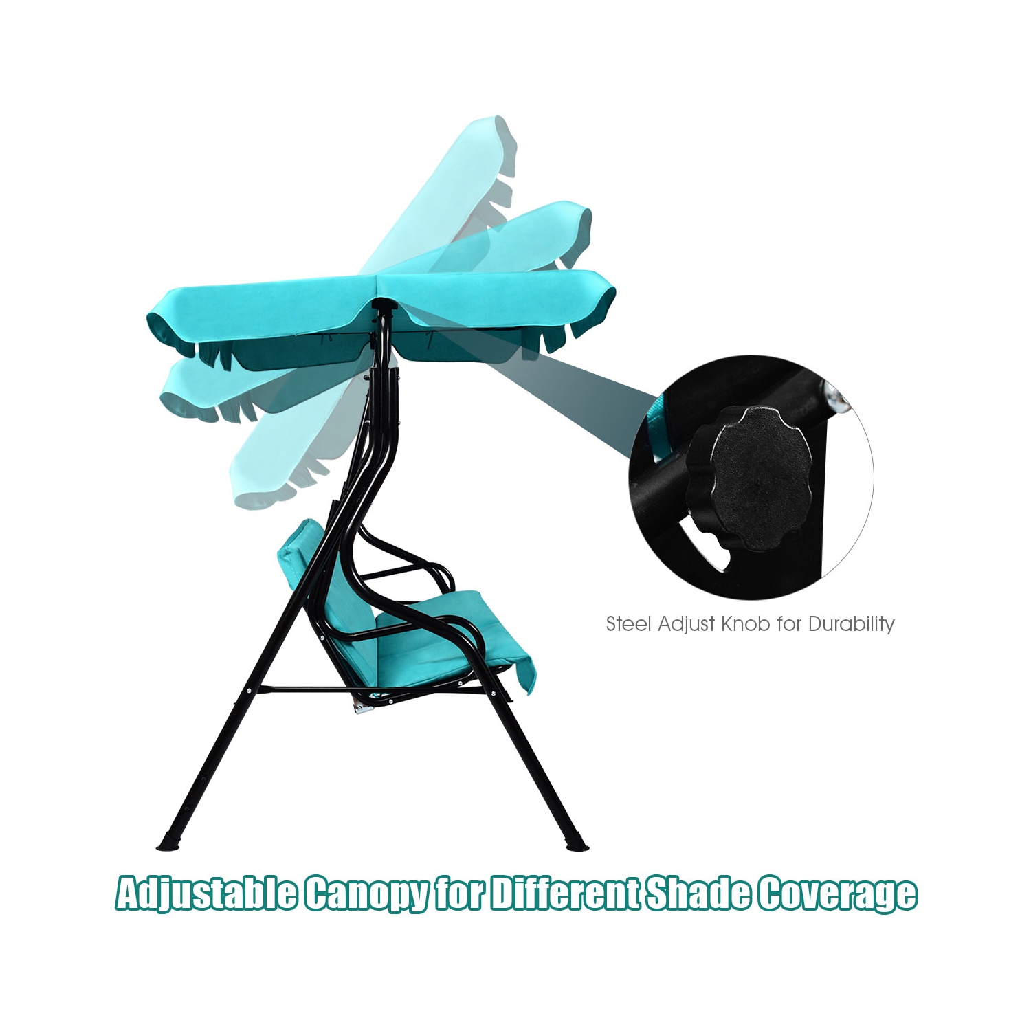 Hamac d’extérieur à 3 sièges avec cadre en aluminium ajustable et étanche de PatioJoy