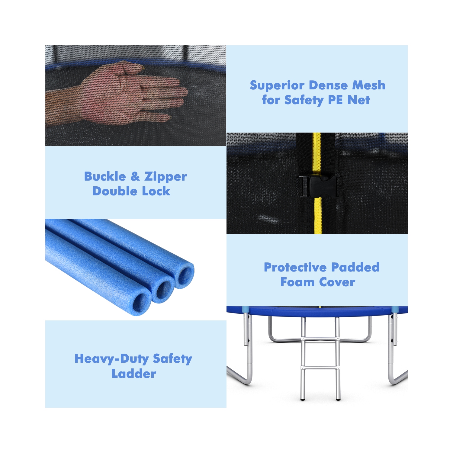 Patiojoy 10Ft Jumping Exercise ASTM Certified Approved Recreational Trampolines with Enclosure Net