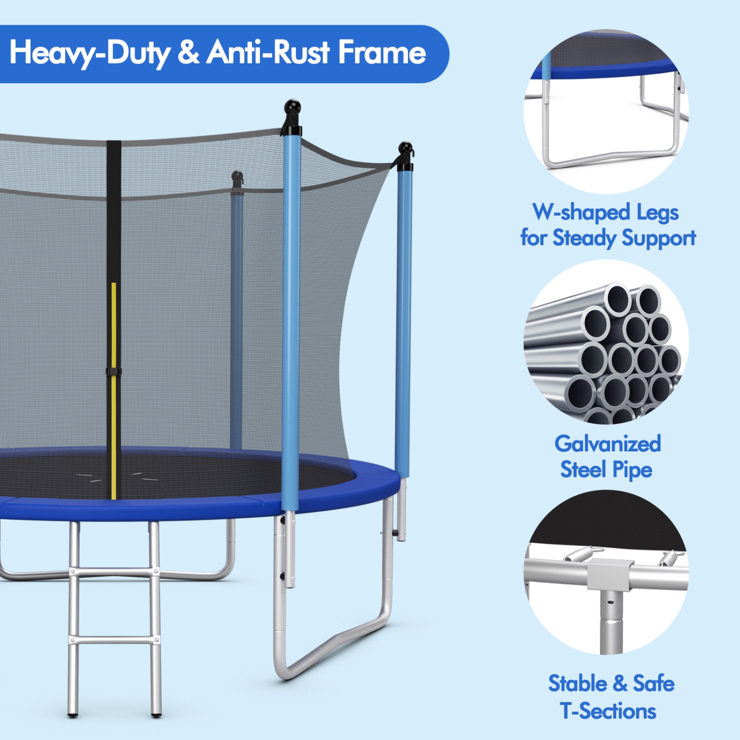 Patiojoy 10Ft Jumping Exercise ASTM Certified Approved Recreational Trampolines with Enclosure Net
