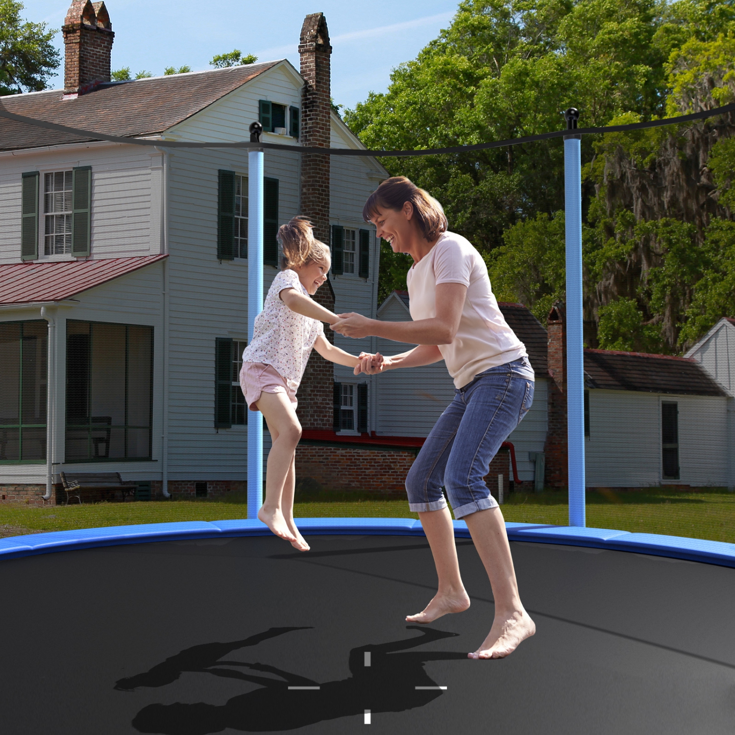 Patiojoy 15Ft Jumping Exercise ASTM Certified Approved Recreational Trampolines with Enclosure Net