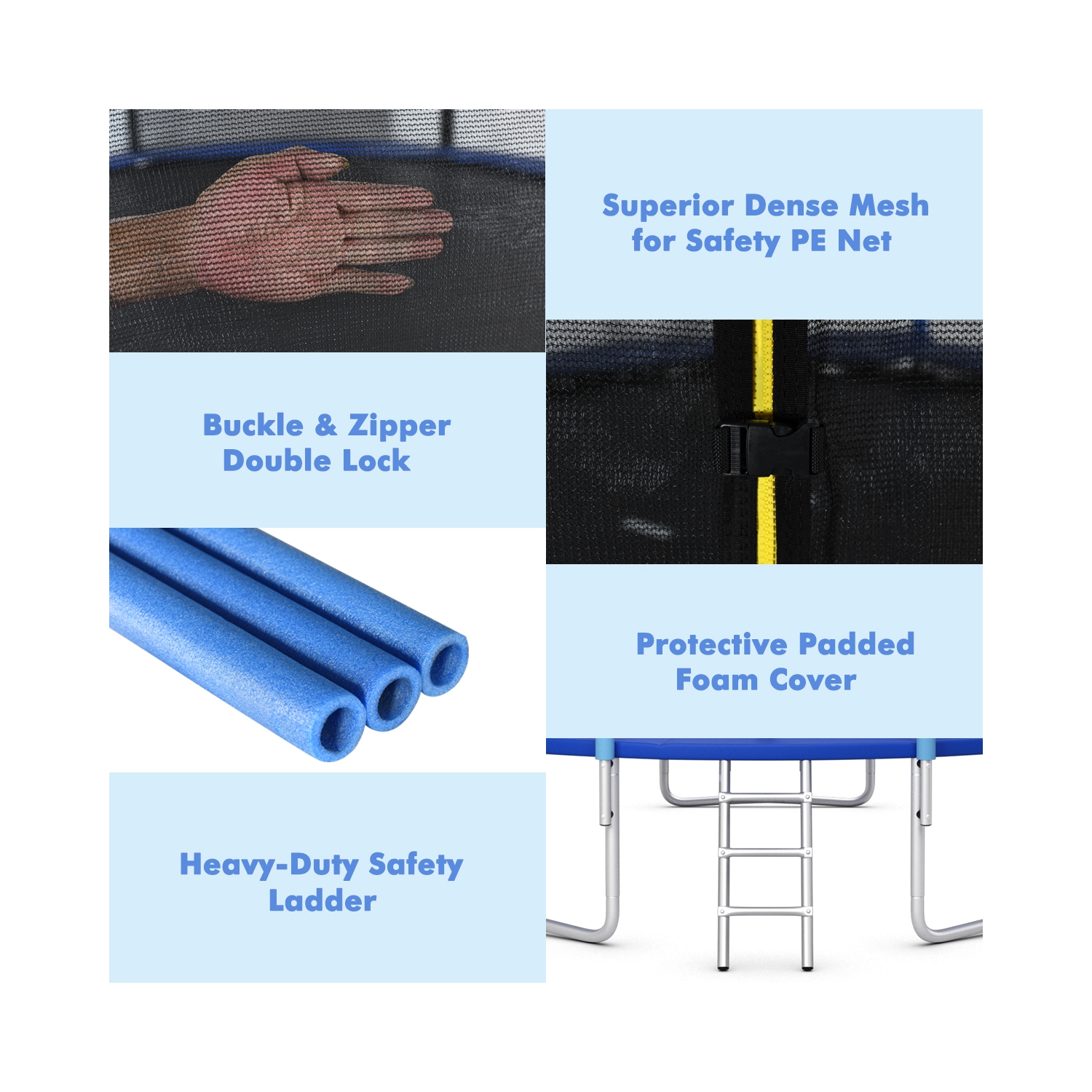 Patiojoy 15Ft Jumping Exercise ASTM Certified Approved Recreational Trampolines with Enclosure Net