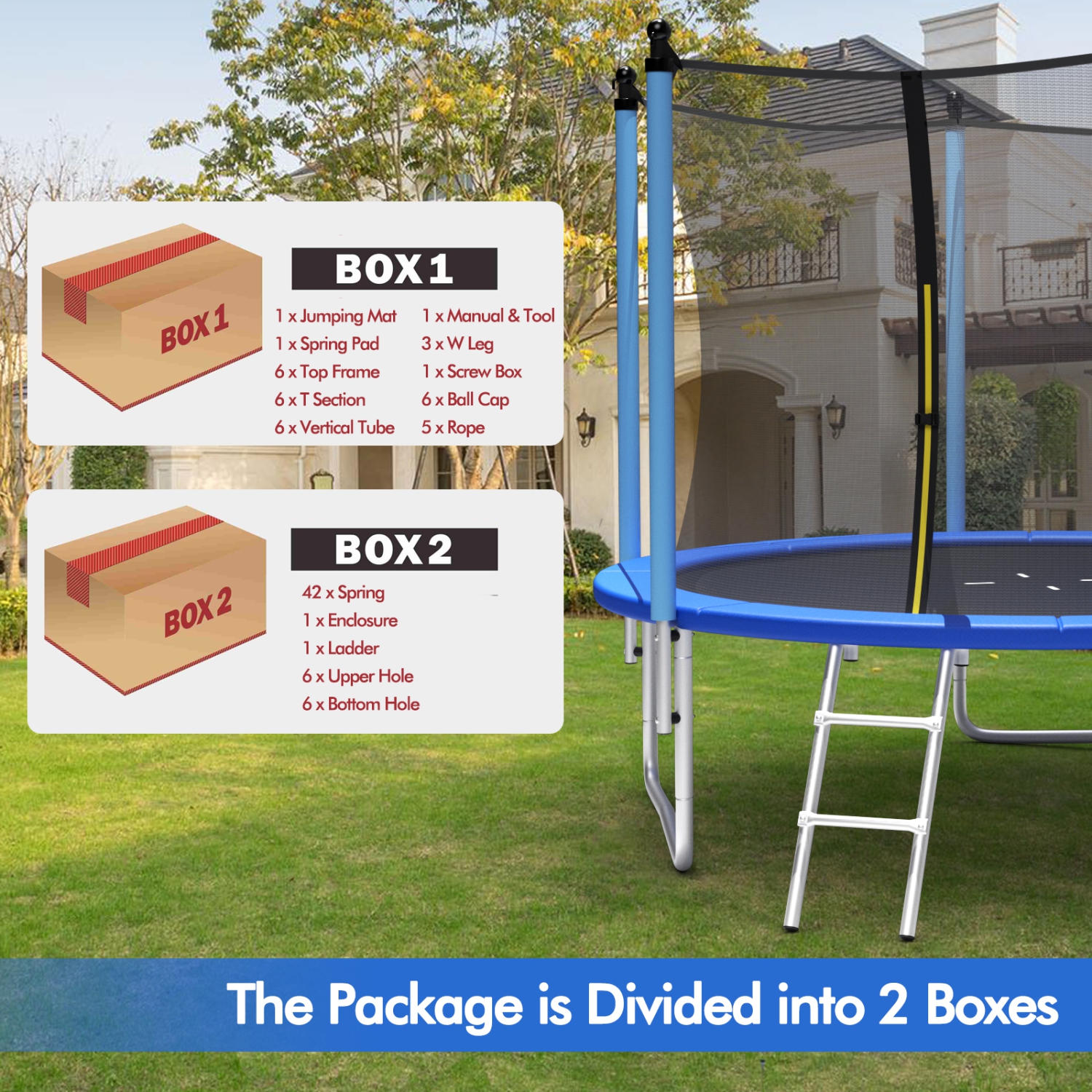 Patiojoy – trampolines de loisir approuvées par l'ASTM avec filet de protection 8ft, Jumping Exercise