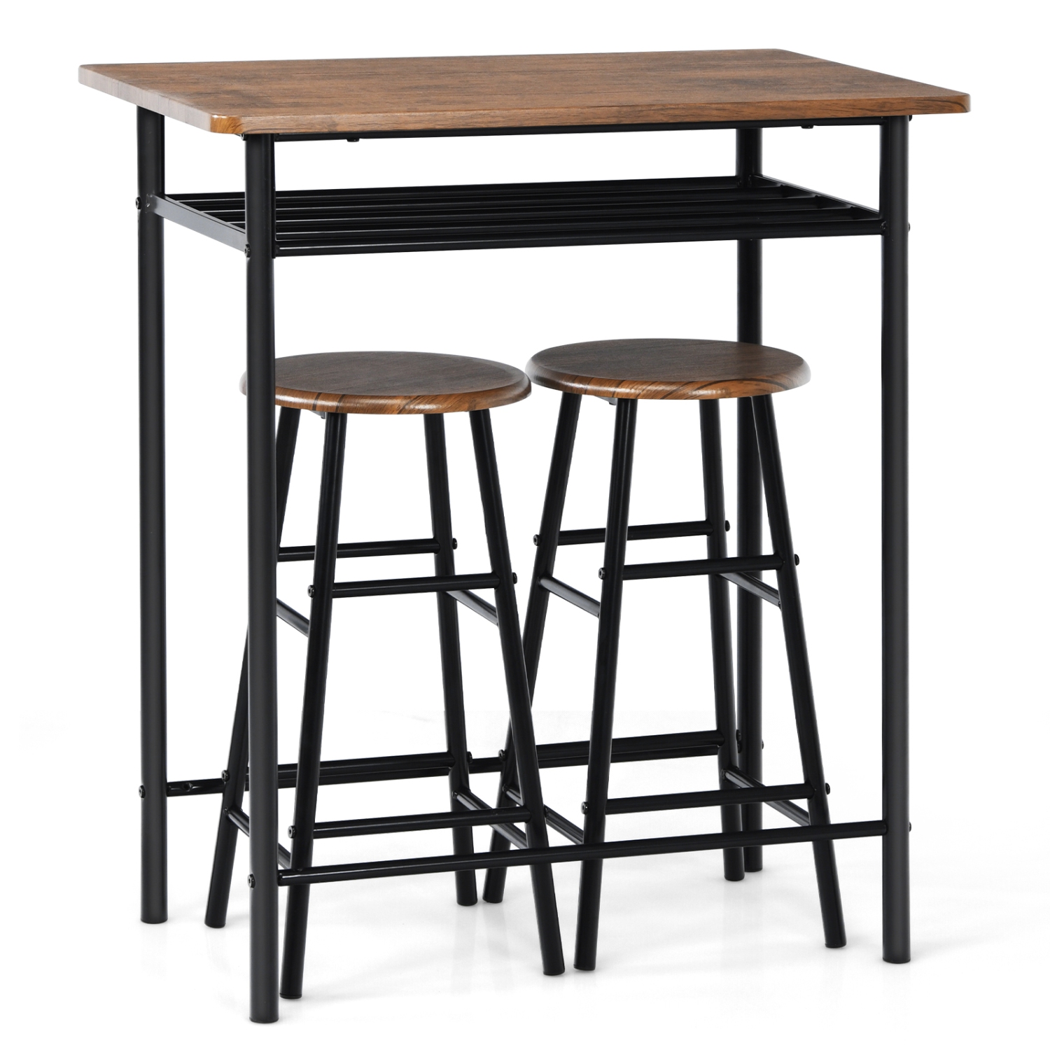 TopBuy – Ensemble de bar 3 pièces avec table et chaises, hauteur de comptoir, table bistro et 2 tabourets, ensemble de salle à manger rectangulaire
