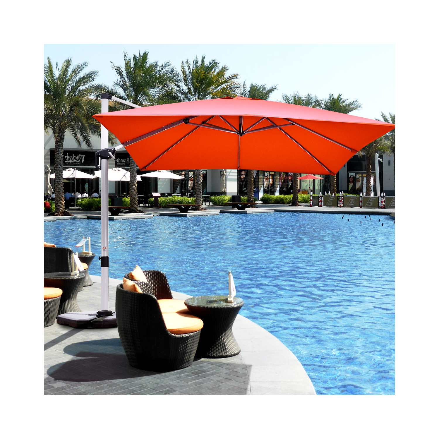 Topbuy 10' Market Umbrella Outdoor Patio Square Offset w/Base Beige/ Burgundy/ Blue/ Brick Red/ Tan
