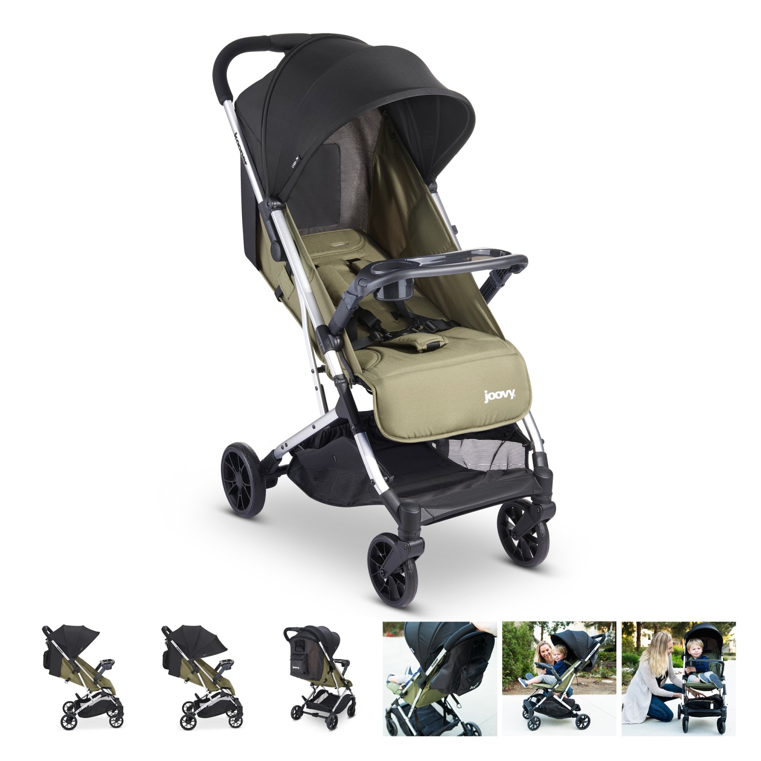 Joovy kooper stroller for infant, baby, and kids for travel, olive