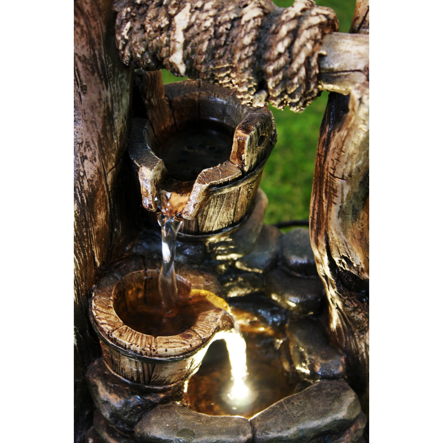 Hi-Line Gift Ltd Well Fountain with 2 Buckets & LED