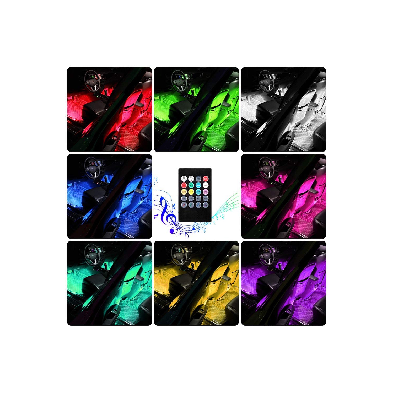 Éclairage d'ambiance à DEL de voiture musique Sync. Ambiance lumières décoratives d'intérieur lumières décoratives Télécommande pied-de-voiture