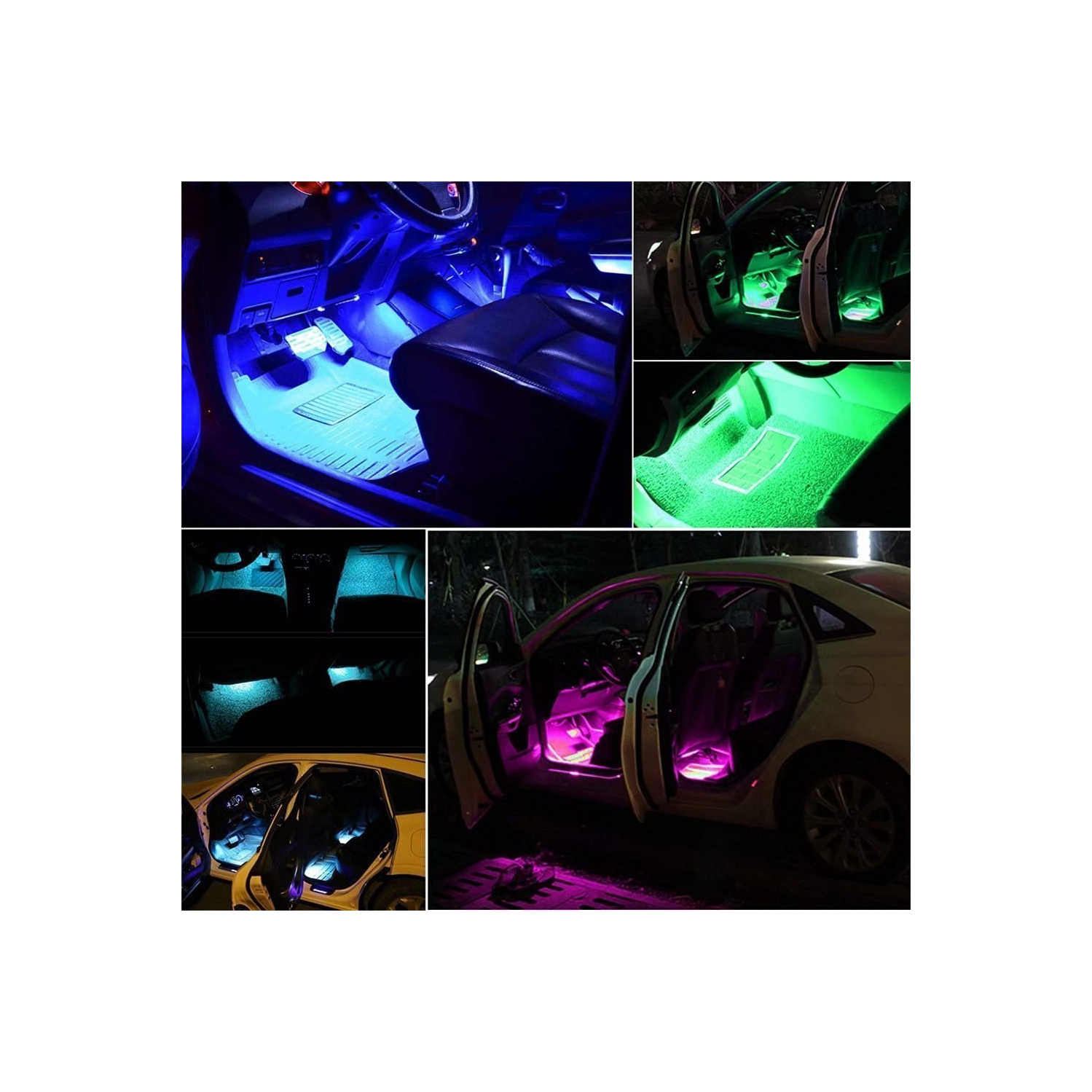 Éclairage d'ambiance à DEL de voiture musique Sync. Ambiance lumières décoratives d'intérieur lumières décoratives Télécommande pied-de-voiture