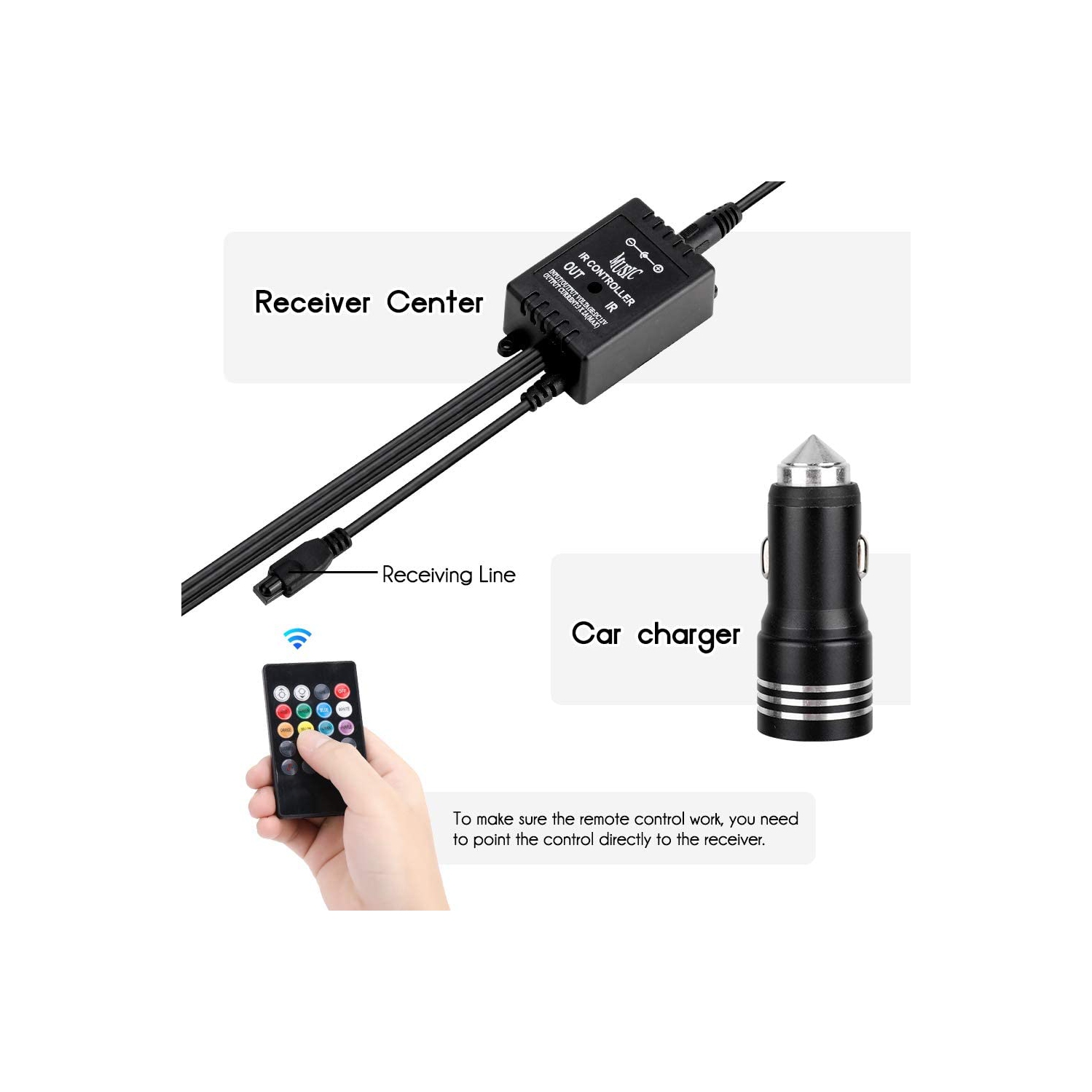 Éclairage d'ambiance à DEL de voiture musique Sync. Ambiance lumières décoratives d'intérieur lumières décoratives Télécommande pied-de-voiture