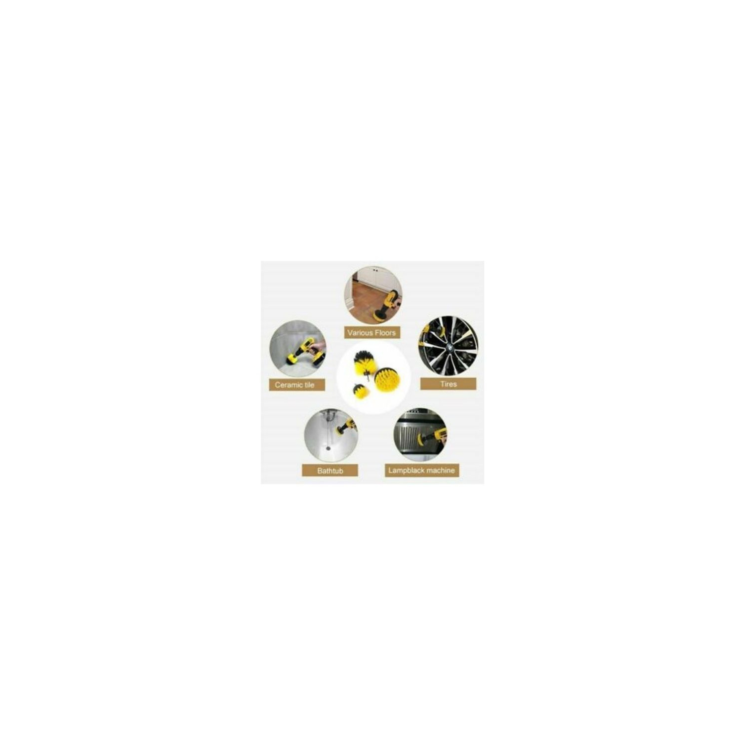 3Pcs Electric Drill Brush Kit Plastic Round Power Scrubber for Bathroom Tub Home