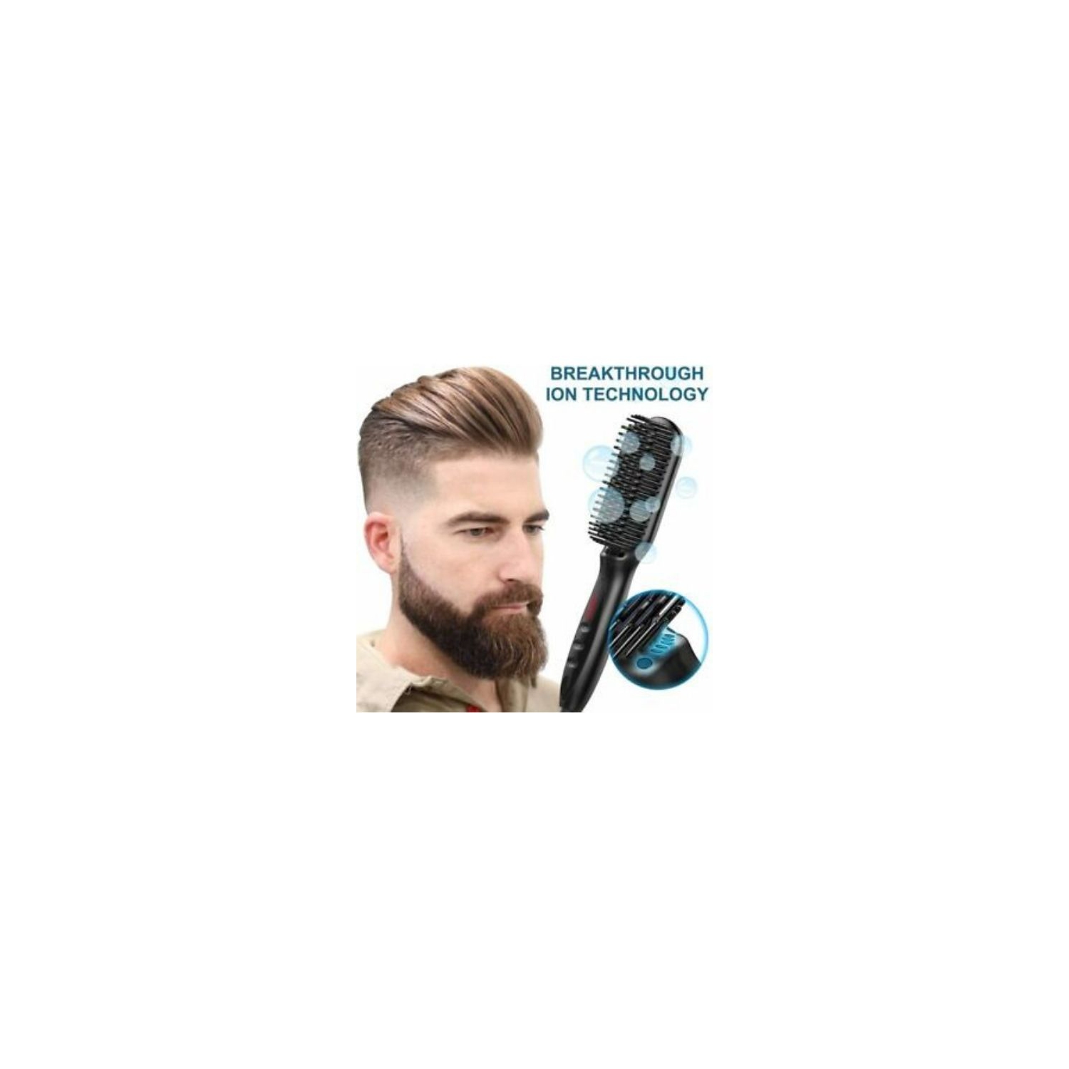Electric Quick Heated Beard Straightener Brush Hair Comb Curling For Men,Women ~